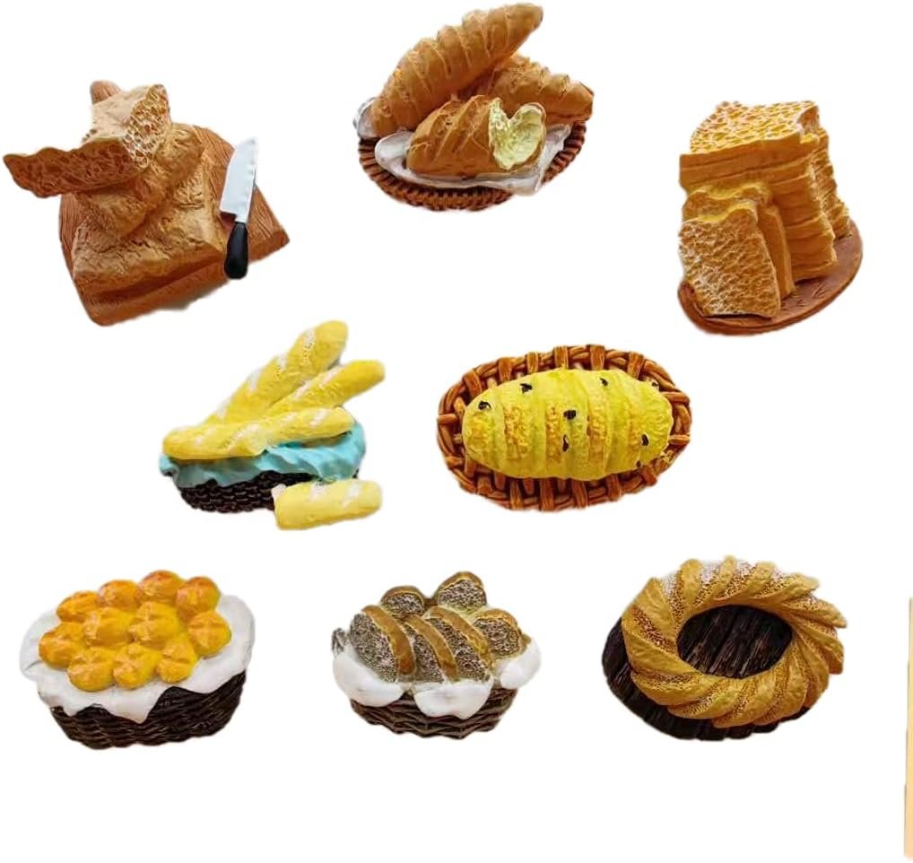 wholesale 8 pcs/set 3d resin refrigerator magnets series home decor fridge magnetic stickers photo office message kitchen accessories (country bread series) factory & supplier oem