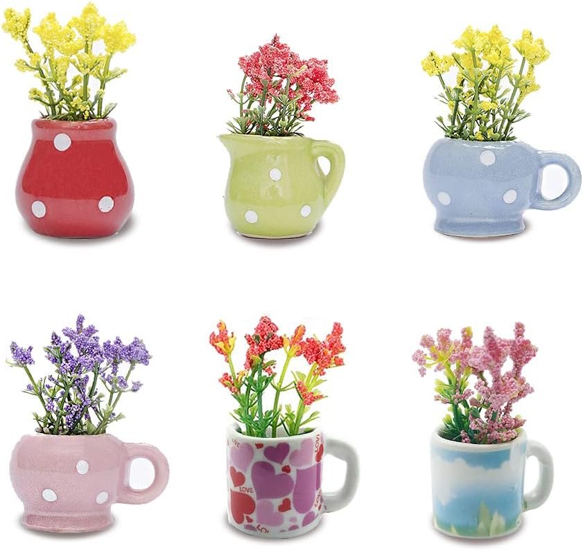 wholesale cute plant fridge magnets funny mini plant magnets for fridge, simulation ceramic flower vase 3d refrigerator magnet set 6 pack,decoration for kitchen,house,office,whiteboard factory & supplier oem