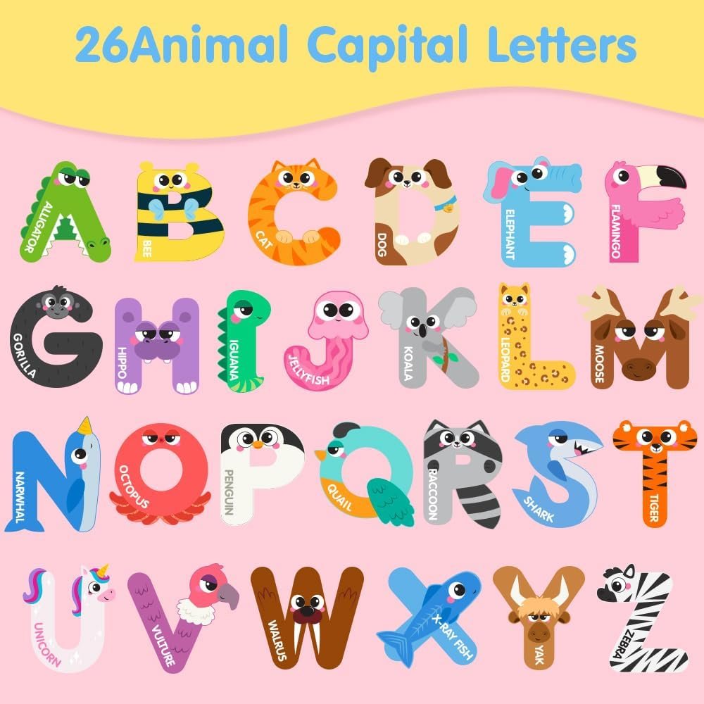 wholesale joyin magnetic letters, animal alphabet fridge magnets for toddlers 3 4 5 years old, 26 uppercase refrigerator magnets, large size abc educational spelling learning toys for kids factory & supplier oem
