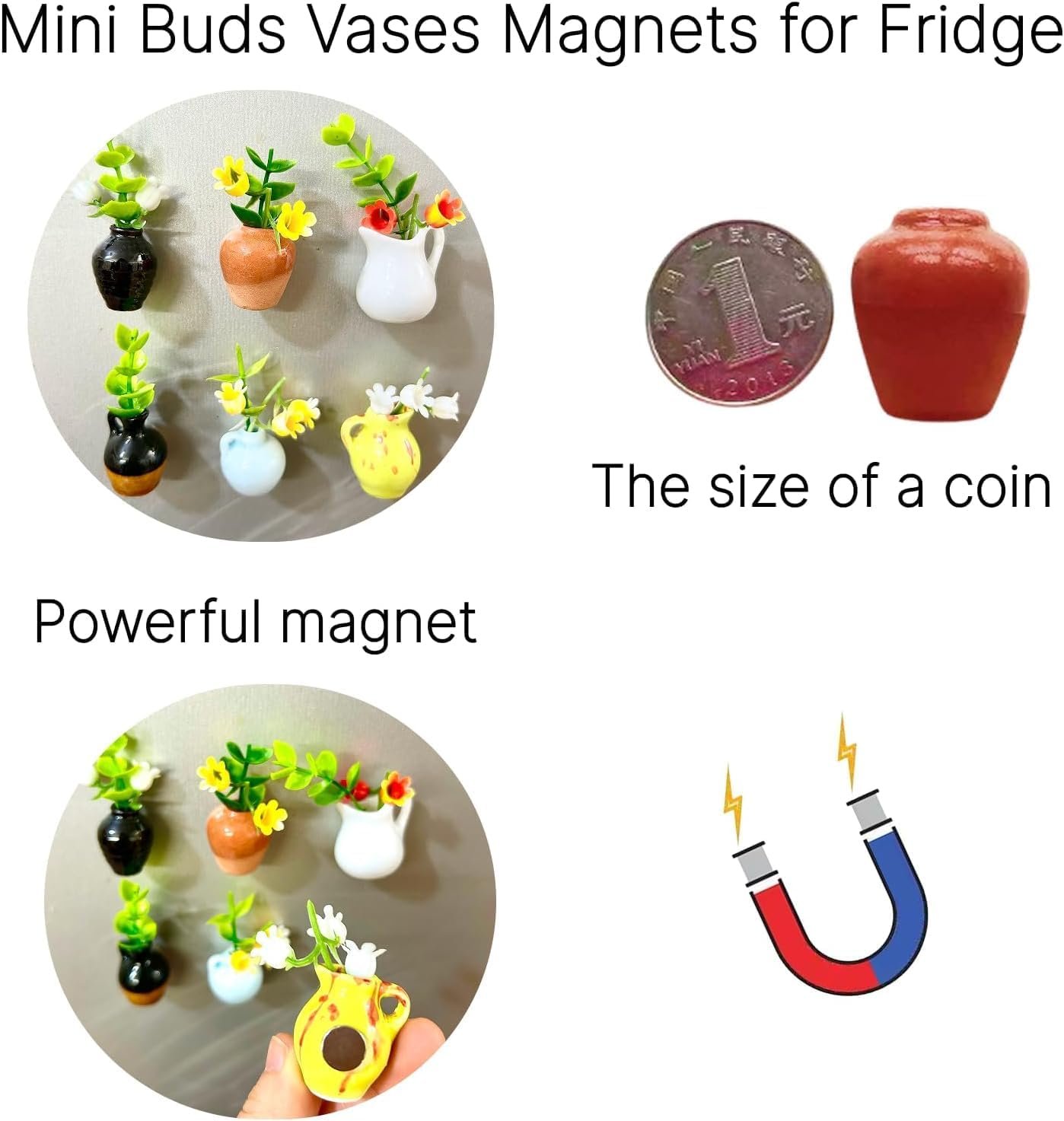 wholesale cute mini vase magnets for fridge - funny small plant magnets, tiny 3d ceramic vase fridge kitchen, office & refrigerator decor factory & supplier oem