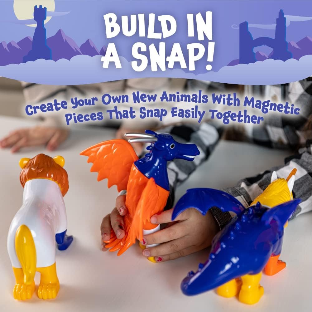 wholesale popular playthings magnetic mix or match mythical kingdom toy play set, 15 pieces factory & supplier oem