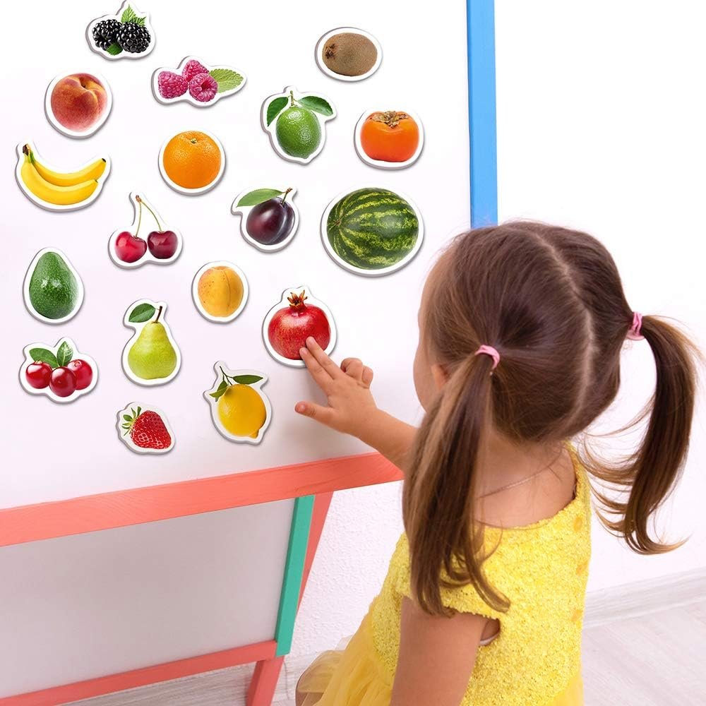 wholesale photo fruits&berries - magnets for kitchen -real large fridge magnets for toddlers- magnetic educational toys baby 3 year old baby - learning magnets for kids- kid magnets - development toys factory & supplier oem