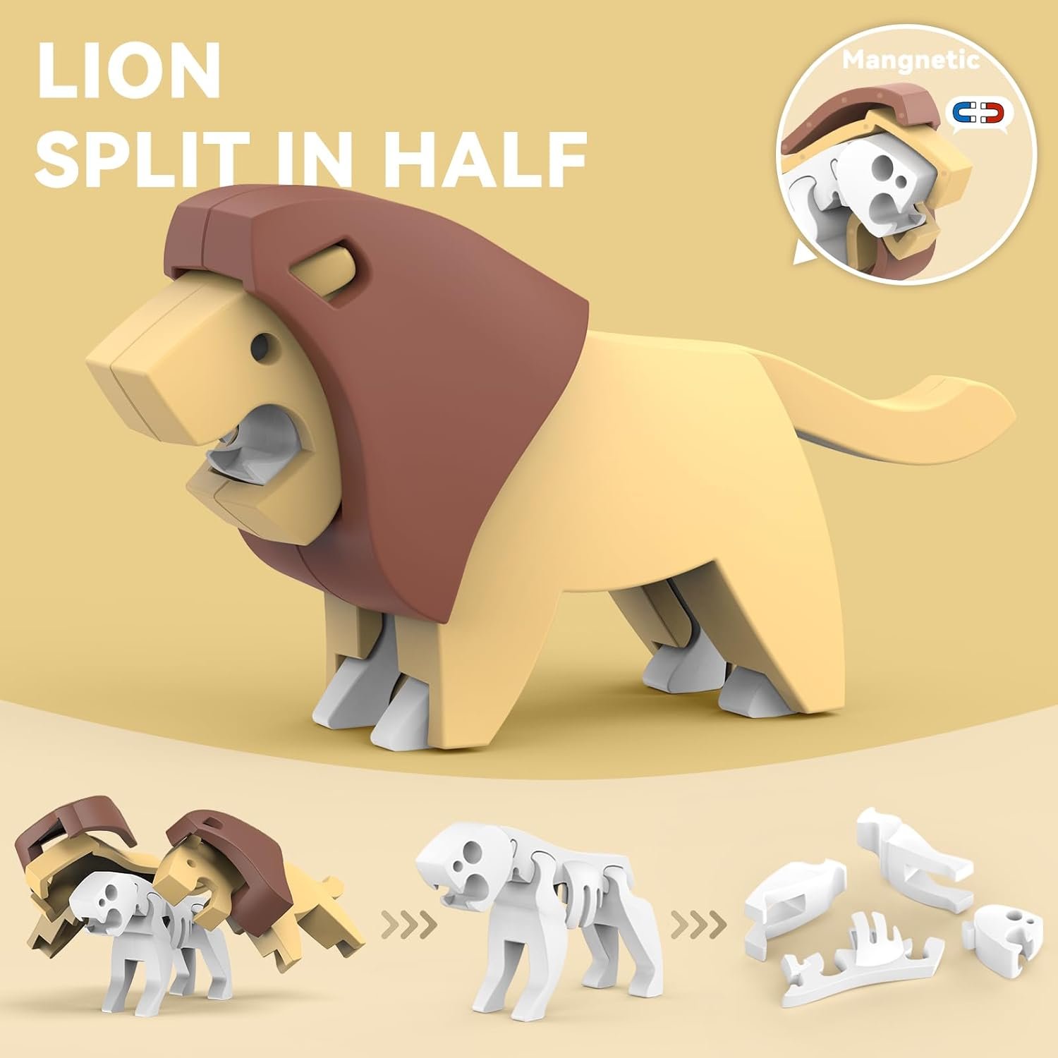 wholesale magnetic animal building toys, stem toddler learning toys 3d puzzle animals for boys girls, educational magnetic travel montessori toy lion elephant crocodile, unique birthday gift for kids 3 4 5 6 7 factory & supplier oem