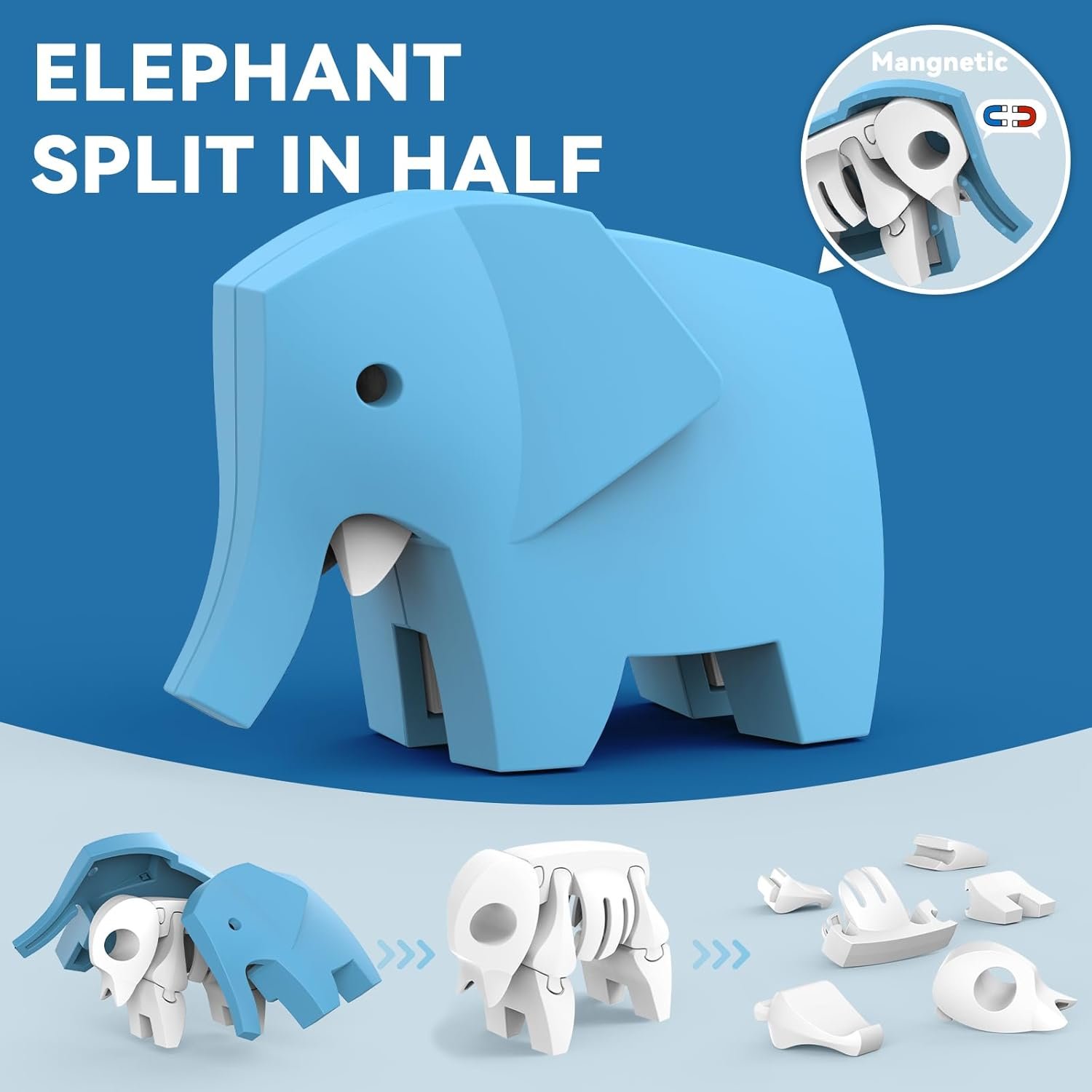 wholesale magnetic animal building toys, stem toddler learning toys 3d puzzle animals for boys girls, educational magnetic travel montessori toy lion elephant crocodile, unique birthday gift for kids 3 4 5 6 7 factory & supplier oem