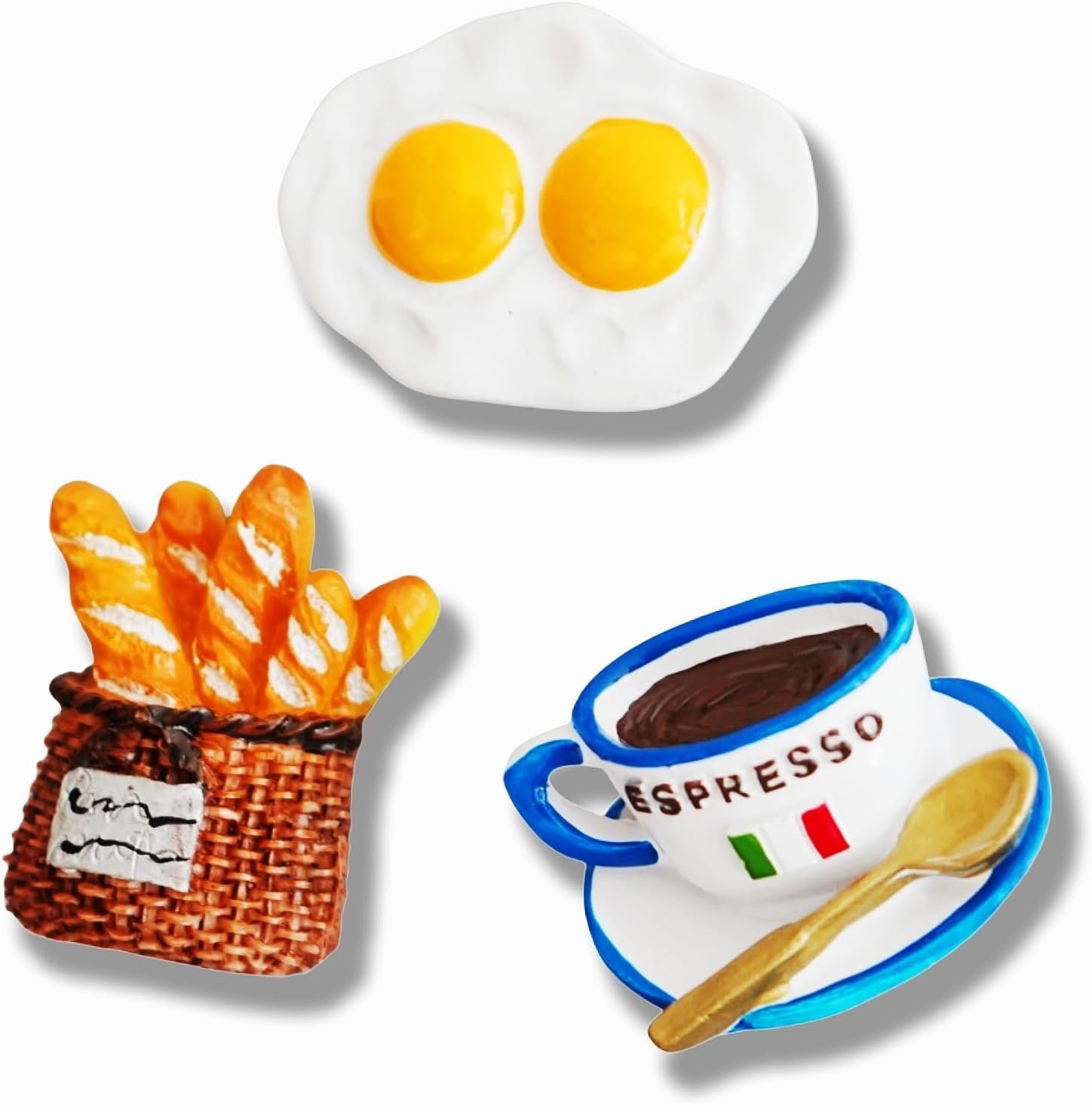 wholesale food refrigerator magnets for home kitchen decor, funny decorative fridge magnets, miniature food mode, with eggs coffee mug bread magnet factory & supplier oem