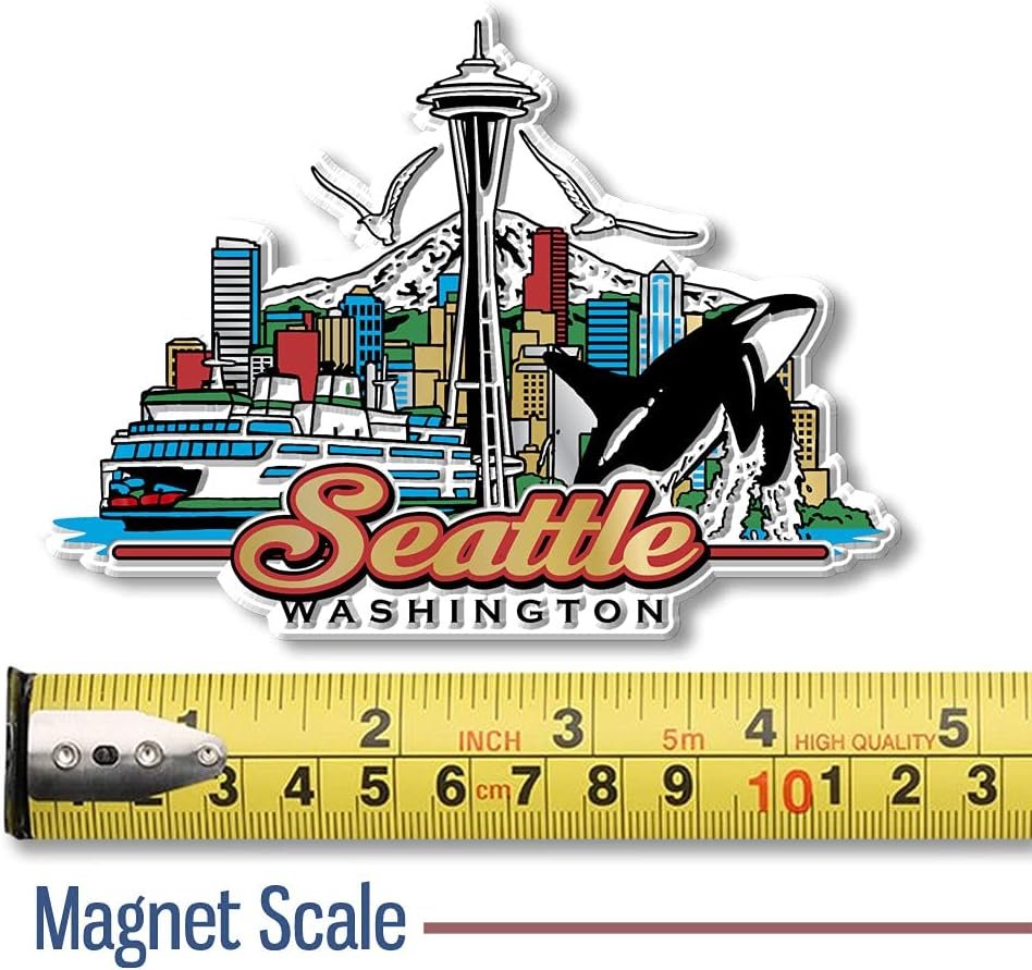 wholesale seattle city magnet by classic magnets, collectible souvenirs made in the usa, 4.5