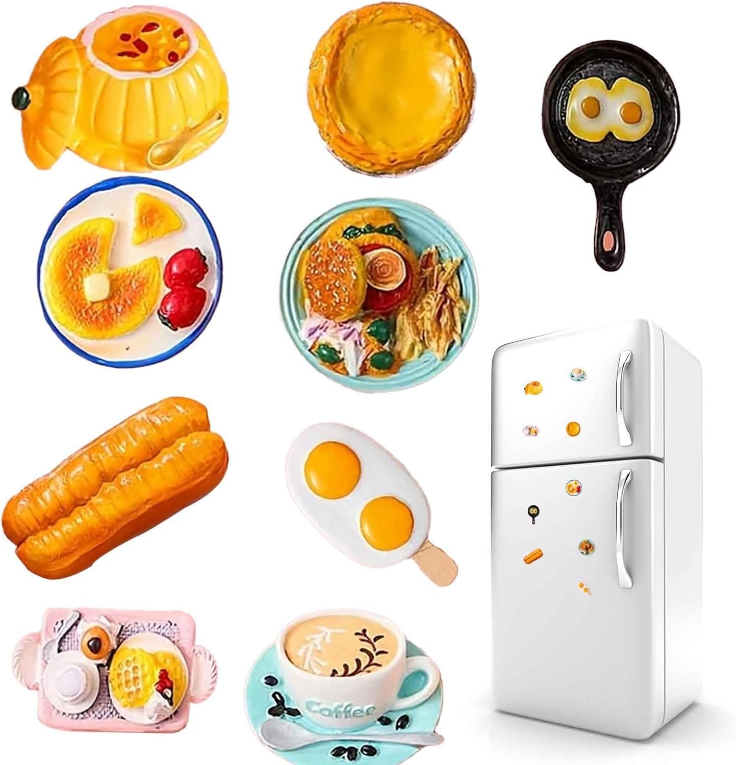 wholesale 9 pieces food magnets 3d resin cute food magnets creative natural food shaped magnets for home kitchen decor, refrigerator whiteboard or blackboard funny magnets stickers factory & supplier oem