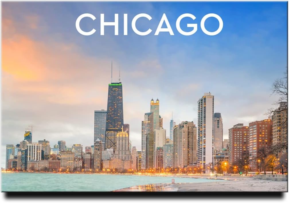 wholesale chicago fridge magnet illinois travel souvenir lake michigan john hancock center, (cms), 3''x2'' factory & supplier oem