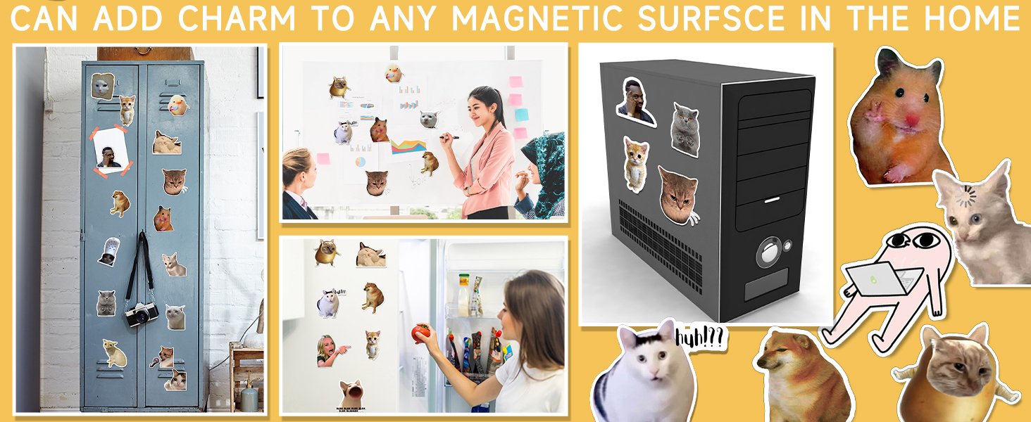 wholesale 24pcs funny magnets for fridge cat meme magnets cool magnet set crying cat dog hamster duck magnets for gaming kitchen home decor refrigerator car office cabinet dishwasher and whiteboard accessories factory & supplier oem