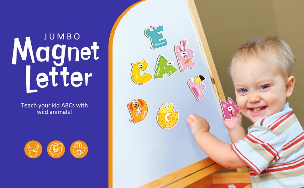 wholesale coogam magnetic letters 26pcs jumbo abc alphabet colorful animal shape large uppercase fridge magnets educational toy set learning spelling games for kids 3 4 5 years old factory & supplier oem