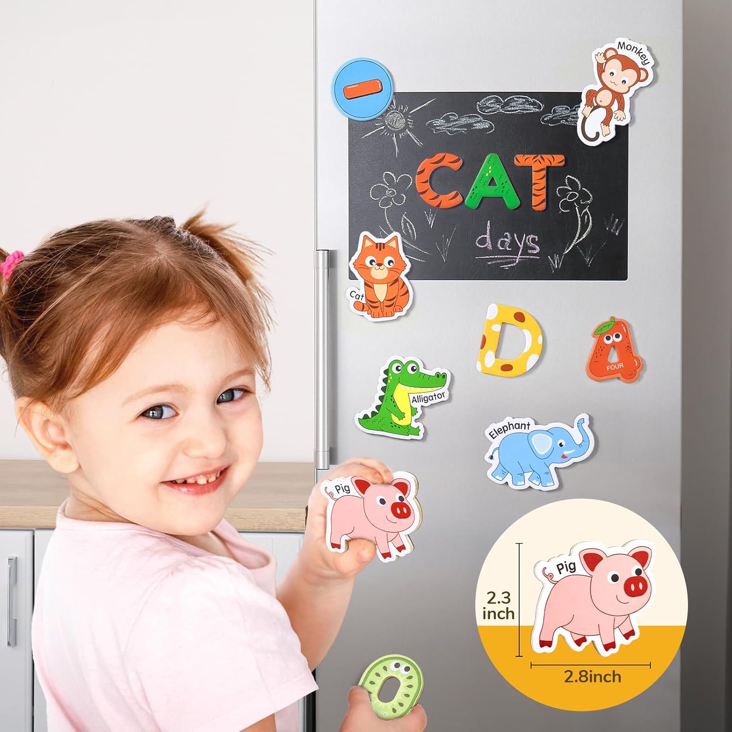 wholesale joycat wooden kids magnets – 26 cute animals, alphabet uppercase letters, and 0-9 numbers, fridge magnets for toddlers, fun educational spelling learning gift for toddlers & kids factory & supplier oem