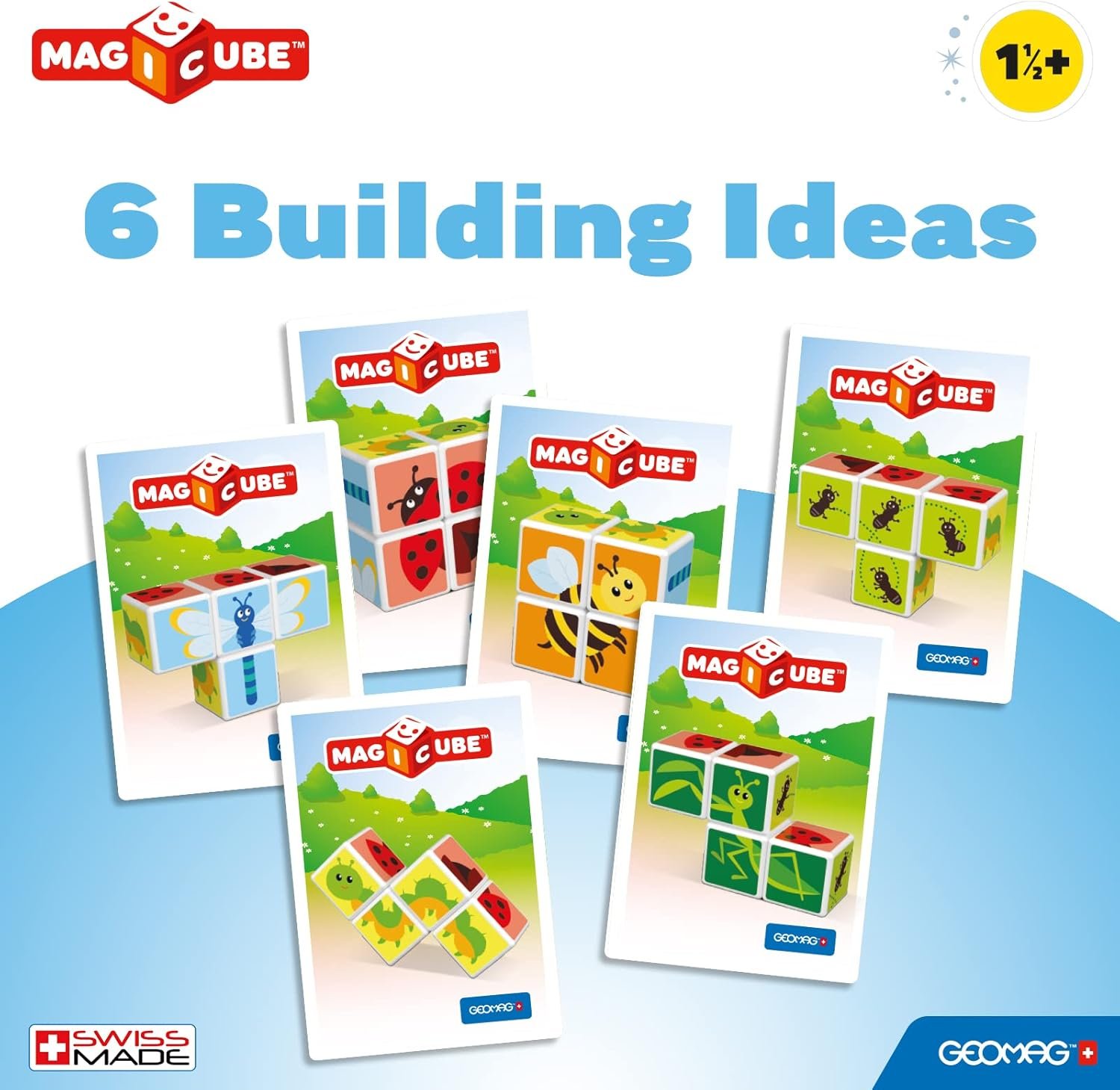 wholesale geomag magicube small animals 4-piece magnetic stacking cubes building set, toddlers & kids ages 1.5 and up, stem educational toy, swiss-made, creativity, imagination, 6 adorable building ideas factory & supplier oem