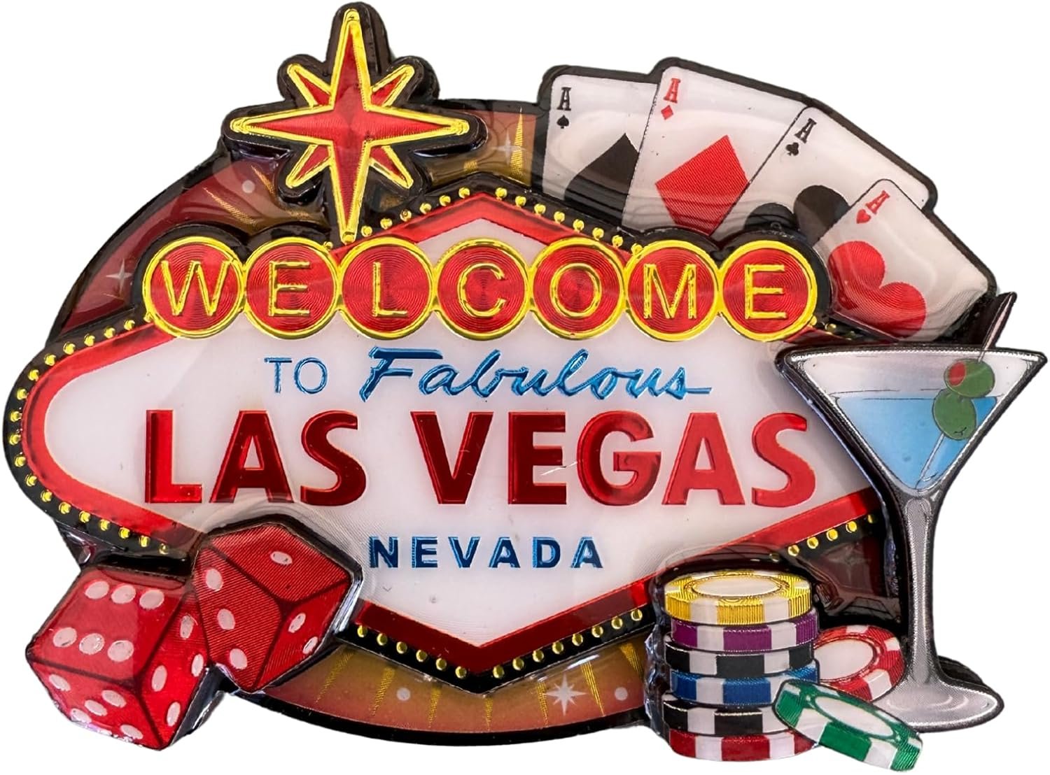 wholesale las vegas sign 3d magnet welcome to fabulous las vegas, cards, dice, poker chips, collectible souvenirs (las vegas sign - dice, cards, poker chips) factory & supplier oem