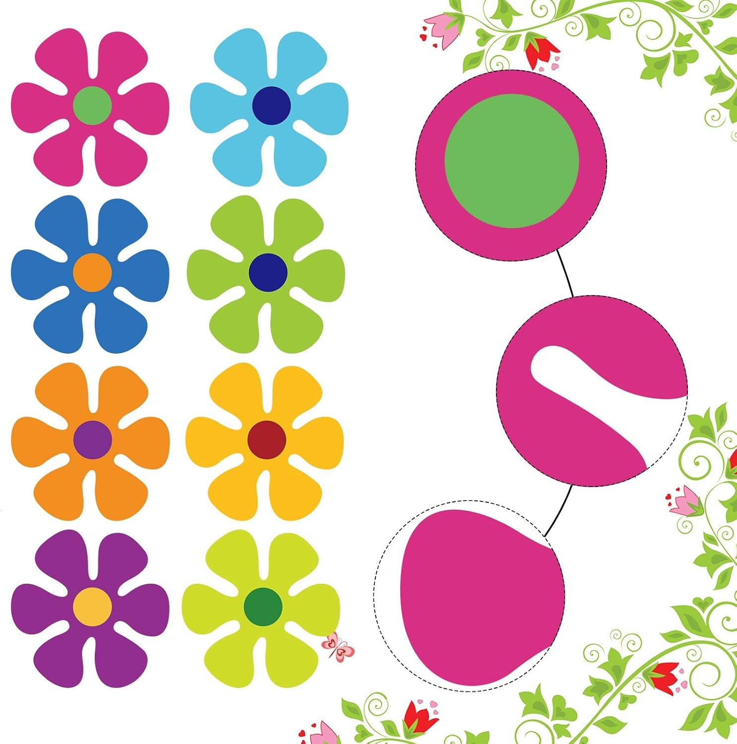 wholesale outus car flower magnet funny magnetic decals decorations cute fridge magnets 60s flower cutout magnet for car home door whiteboard refrigerator (16 pieces,3.9 x 3.9 inch, 2.2 x 2.2 inch) factory & supplier oem