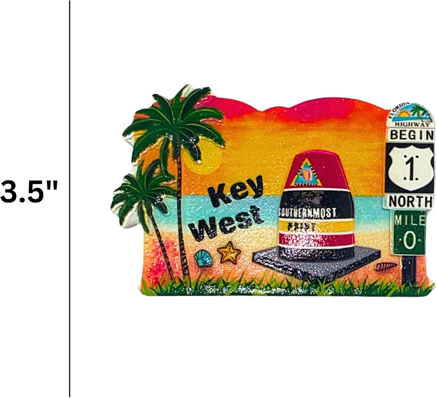 wholesale key west florida souvenir magnet, iconic mile marker 0, 3d resin keepsake, 3.5 inches factory & supplier oem