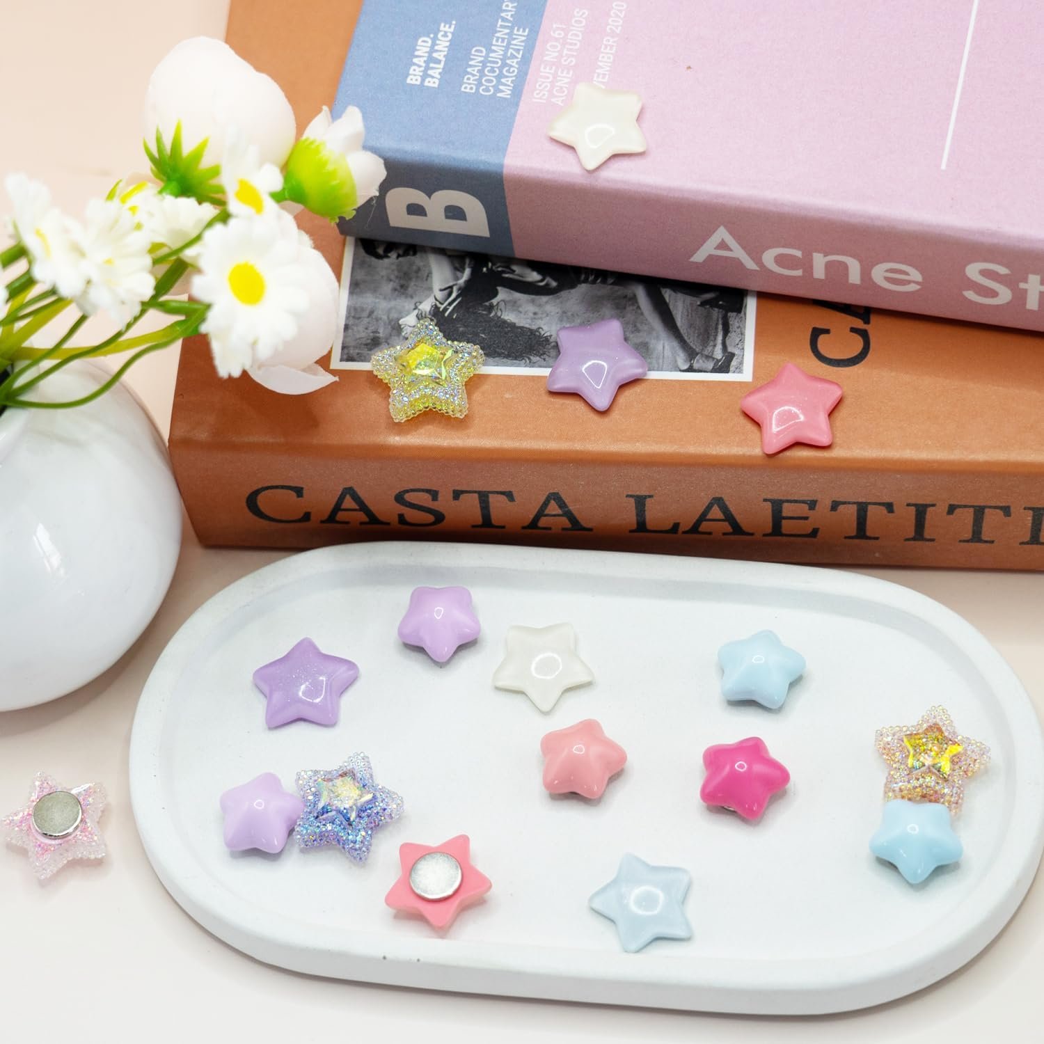 wholesale keyduacu 15pcs strong star refrigerator magnet fridge sticker,colorful 3d craft decoration magnet,strong fridge magnets for kitchen,office whiteboard, cabinet and dishwasher(macaron stars) factory & supplier oem