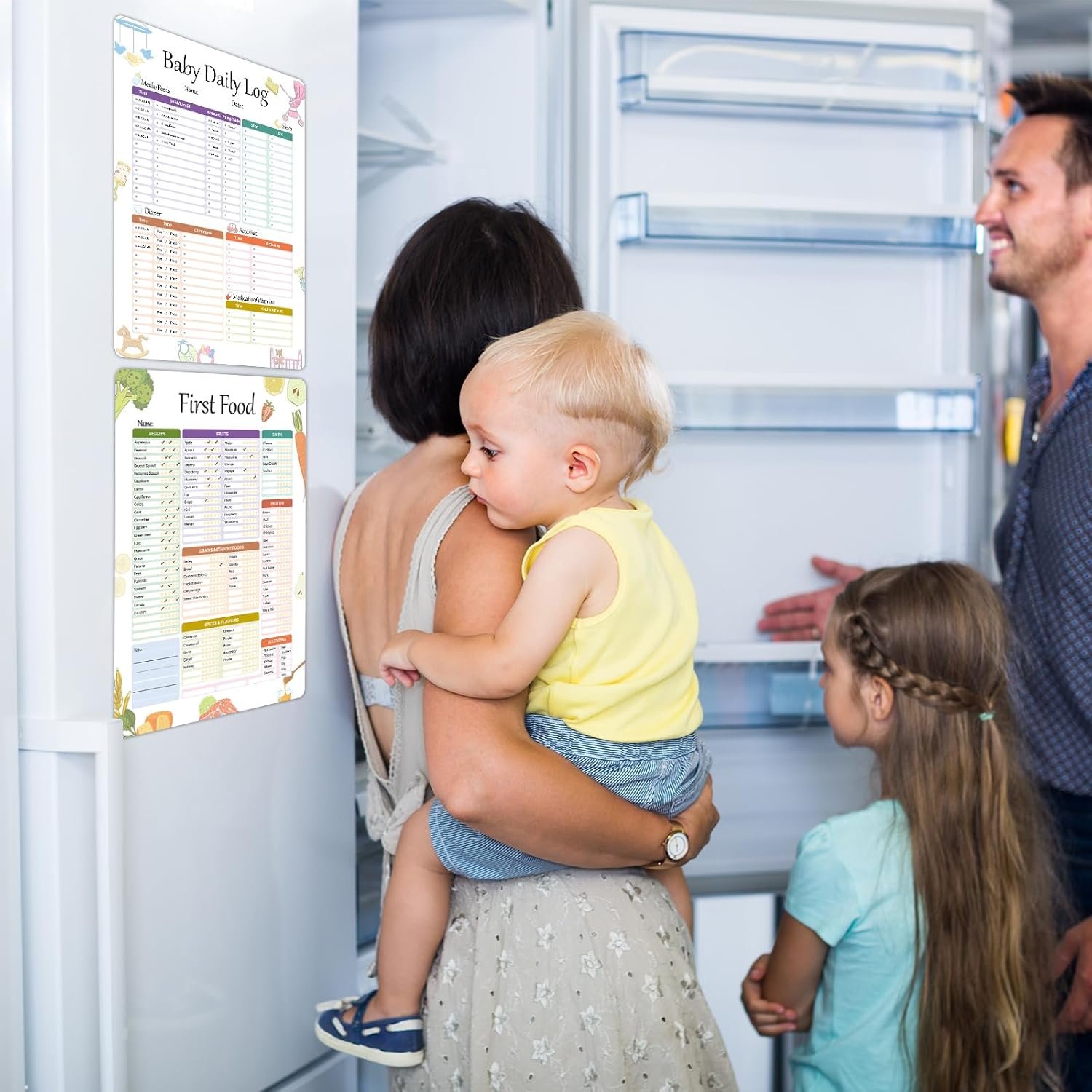 wholesale baby's first foods tracker fridge magnet, foods before 1 checklist magnet, reusable daily food log, baby food chart for new parents,nanny, babysitter 13.8 x 10.2inches factory & supplier oem