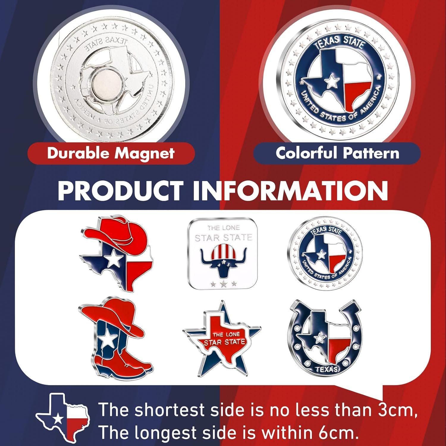wholesale konohan texas magnet for refrigerator bulk metal magnet souvenirs gifts magnetic travel collectible decorative souvenirs for adults craft(texas 1,6 pcs) factory & supplier oem