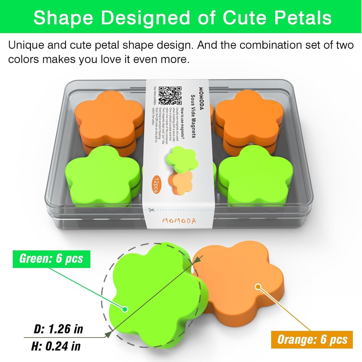 wholesale momoma sous vide magnets 12pcs (6 orange&6 green)–food-grade silicone coated weights, keep bags submerged, multi-use for cooking, display, home&office,magnetic weights works on all sous vide machines factory & supplier oem