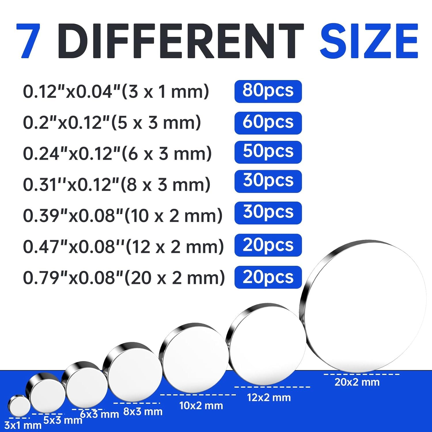 wholesale small magnets, 290 pack refrigerator magnets of 7 different sizes, mini magnets, disc magnets, small magnets for fridge, diy, whiteboard, billboard in home, kitchen, office, school factory & supplier oem