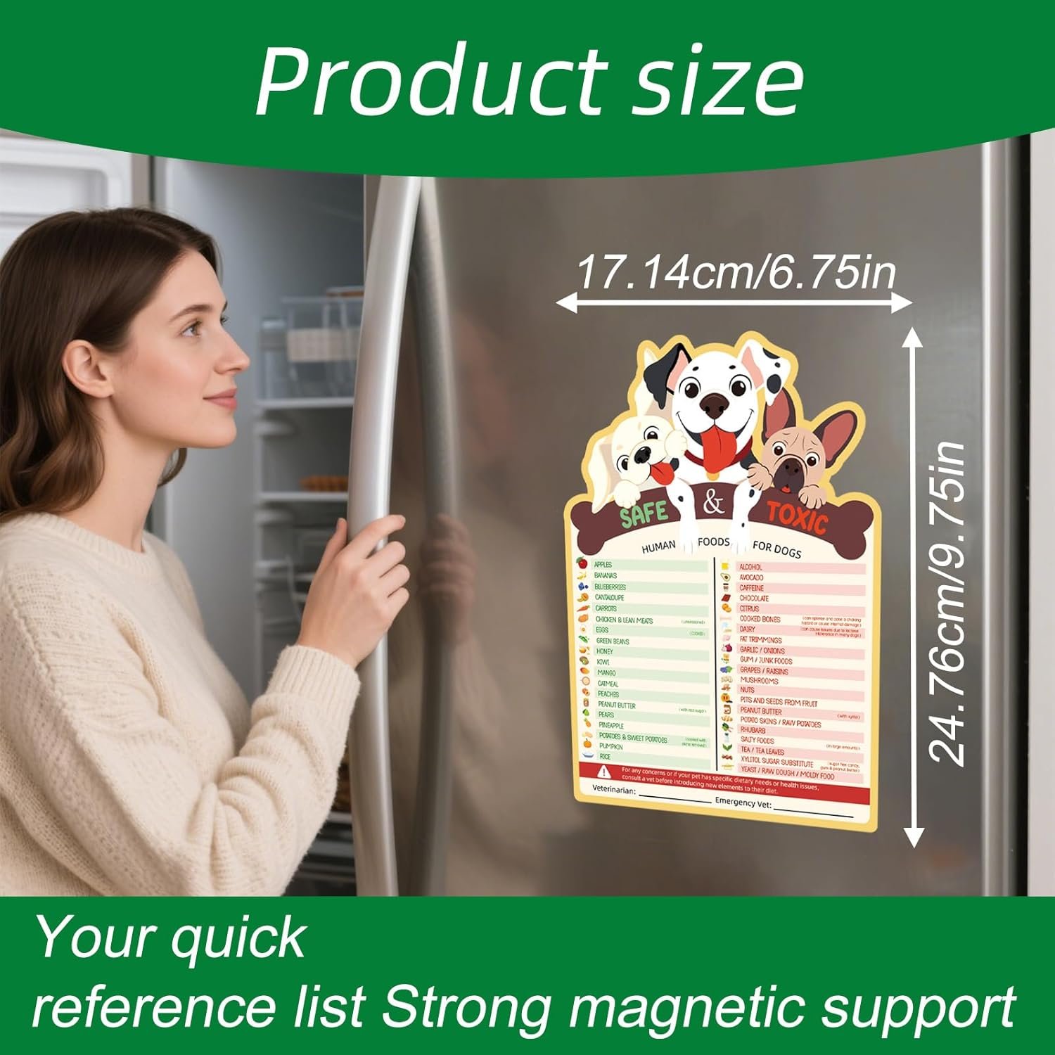 wholesale dog feeding chart fridge magnet, food dogs can or can’t eat 9.75x6.75in feeding sign safe food chart nutrition guide for pet new puppy essentials factory & supplier oem