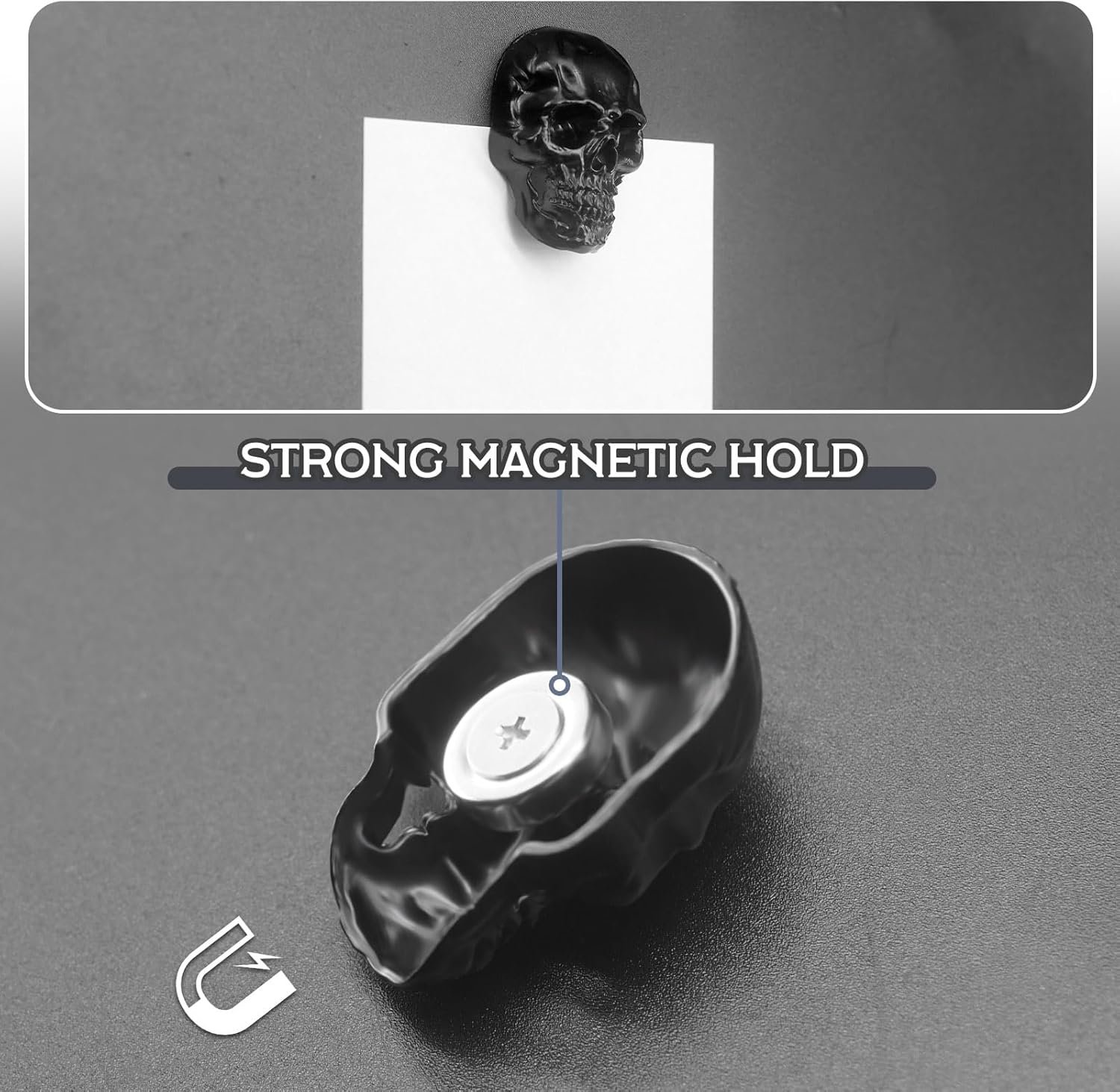 wholesale 8 pcs skull fridge magnets vintage skeleton goth refrigerator magnets funny cool decorative magnets for locker, whiteboard, kitchen, office, adsorb photos notes (black) factory & supplier oem