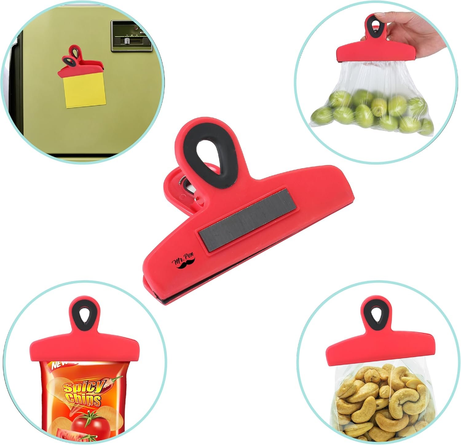 wholesale mr. pen magnetic chip clips - 4 pack, 5 inches wide, heavy duty, food clips for bags & fridge factory & supplier oem