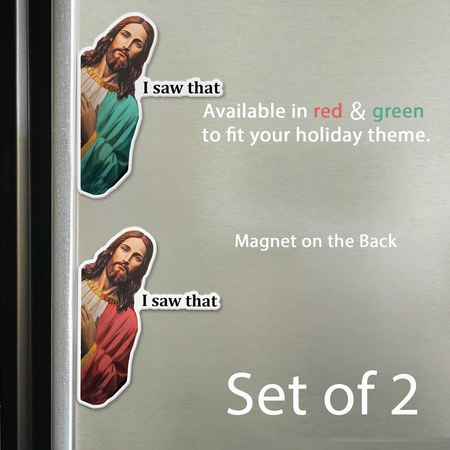 wholesale jesus i saw that magnets, funny jesus refrigerator magnets, funny fridge magnets, car stickers, car magnet, funny jesus magnet, 3.5 inch pack of 2 (red, green) factory & supplier oem