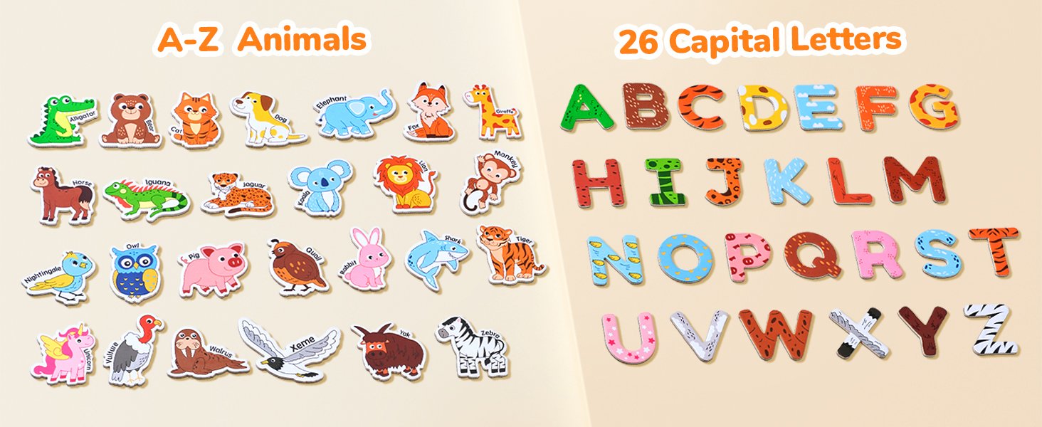 wholesale joycat wooden fridge magnets for toddlers – 26 cute animals & uppercase letters, large refrigerator abc alphabet magnets set for kids, preschool learning spelling alphabet gifts toy for ages 2+ factory & supplier oem