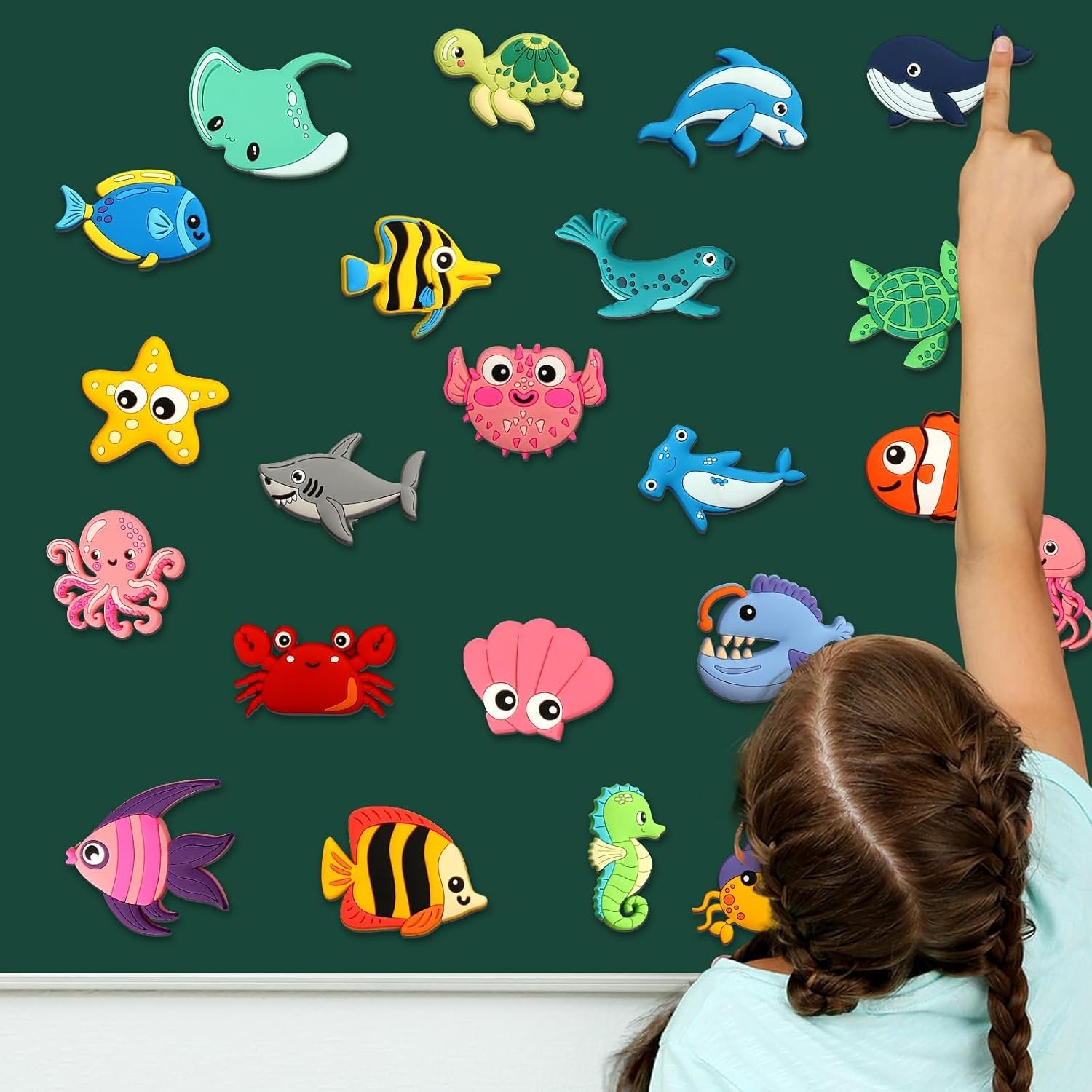 wholesale 24pcs ocean animals refrigerator magnets for toddlers 1-3 kids cute rubber sea animals educational toy sea life magnets for fridge full back magnetic toys for fridge whiteboard under the sea baby gift factory & supplier oem