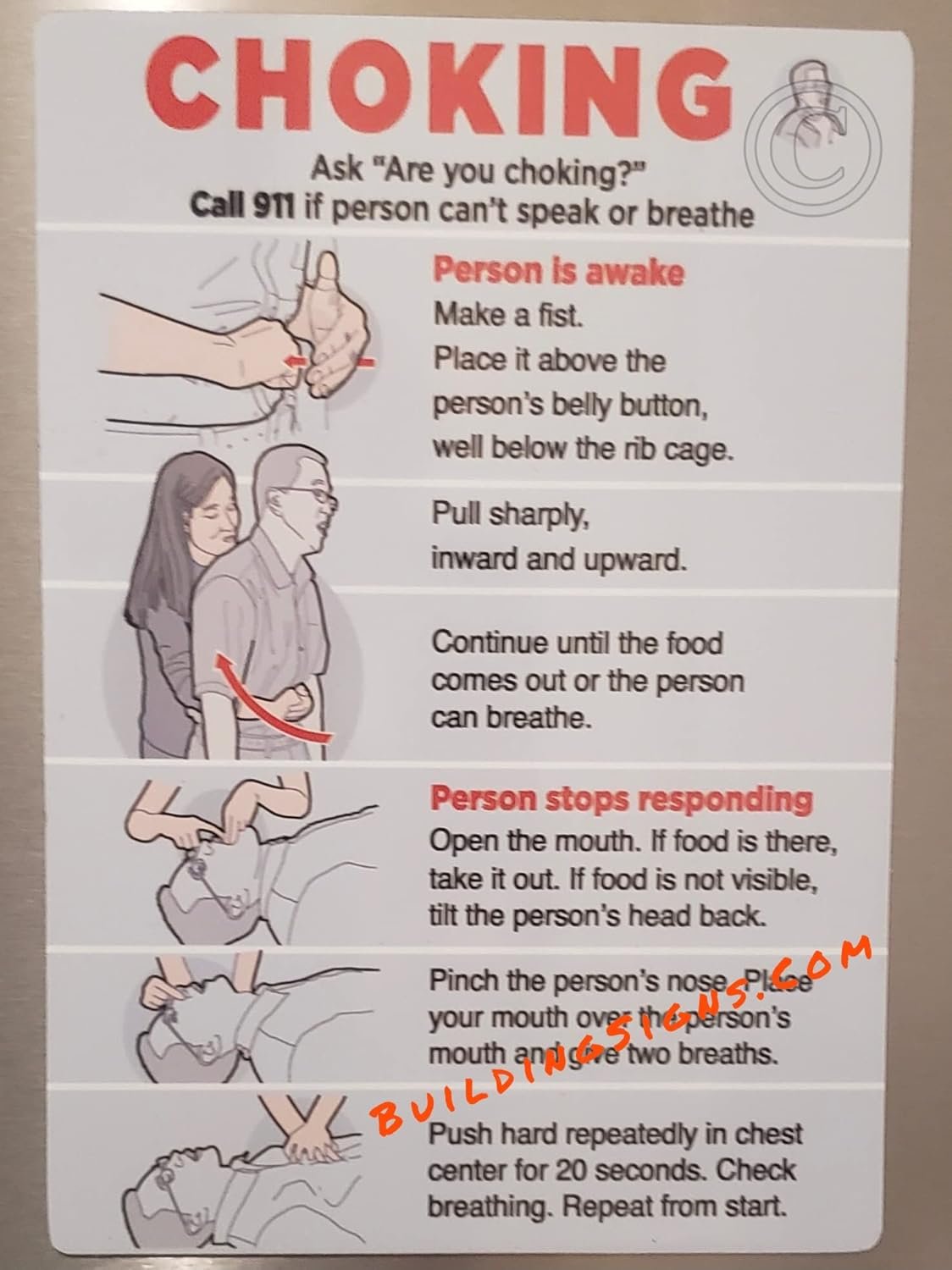wholesale restaurant choking magnet sign and restaurant food allergies magnet poster (refregirator magent, 7x10 inch, light blue, two(2) magnet signs) factory & supplier oem