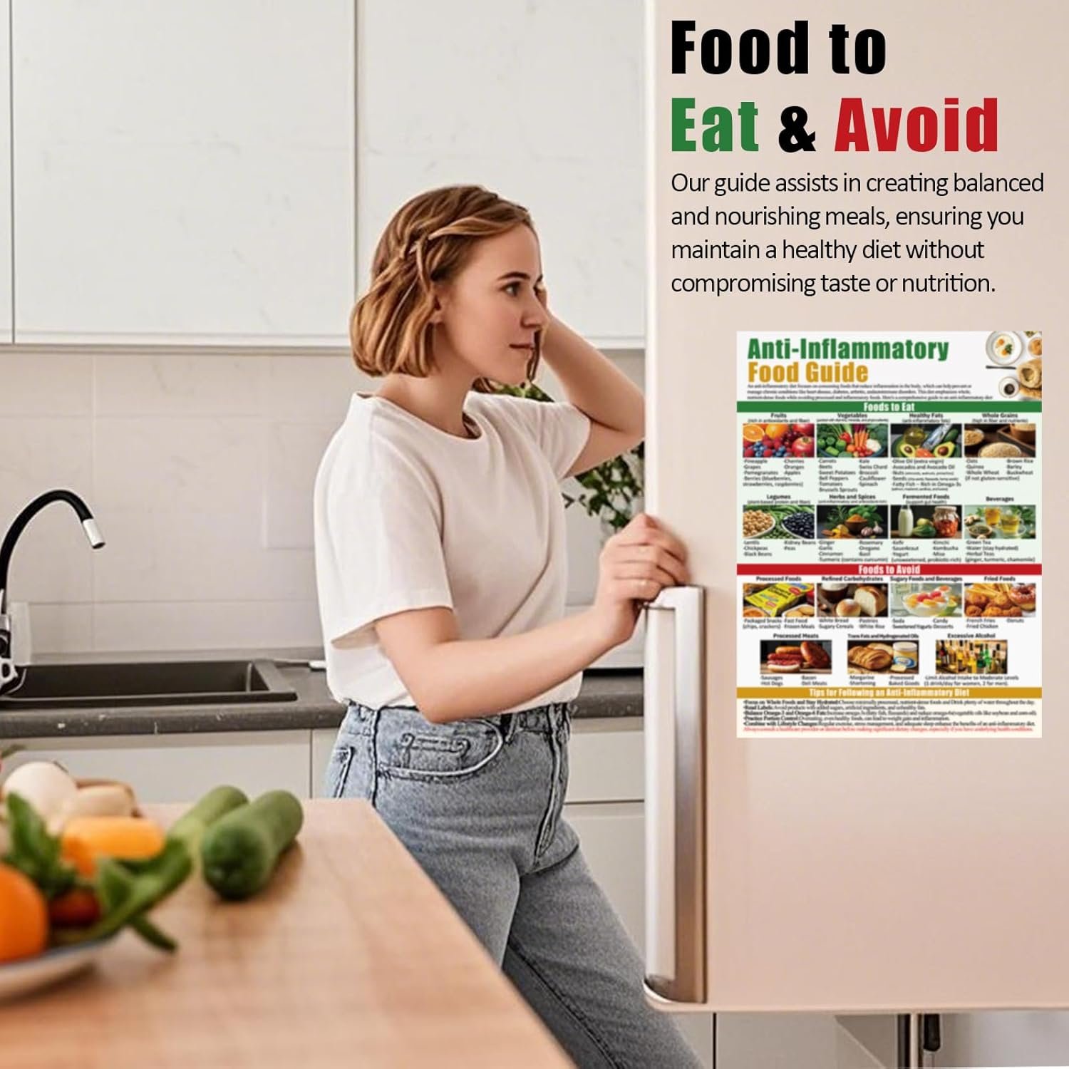 wholesale magnetic anti-inflammatory diet food guide, anti inflammatory foods list chart fridge magnet,nutritional food list poster board for beginners-12x16in factory & supplier oem