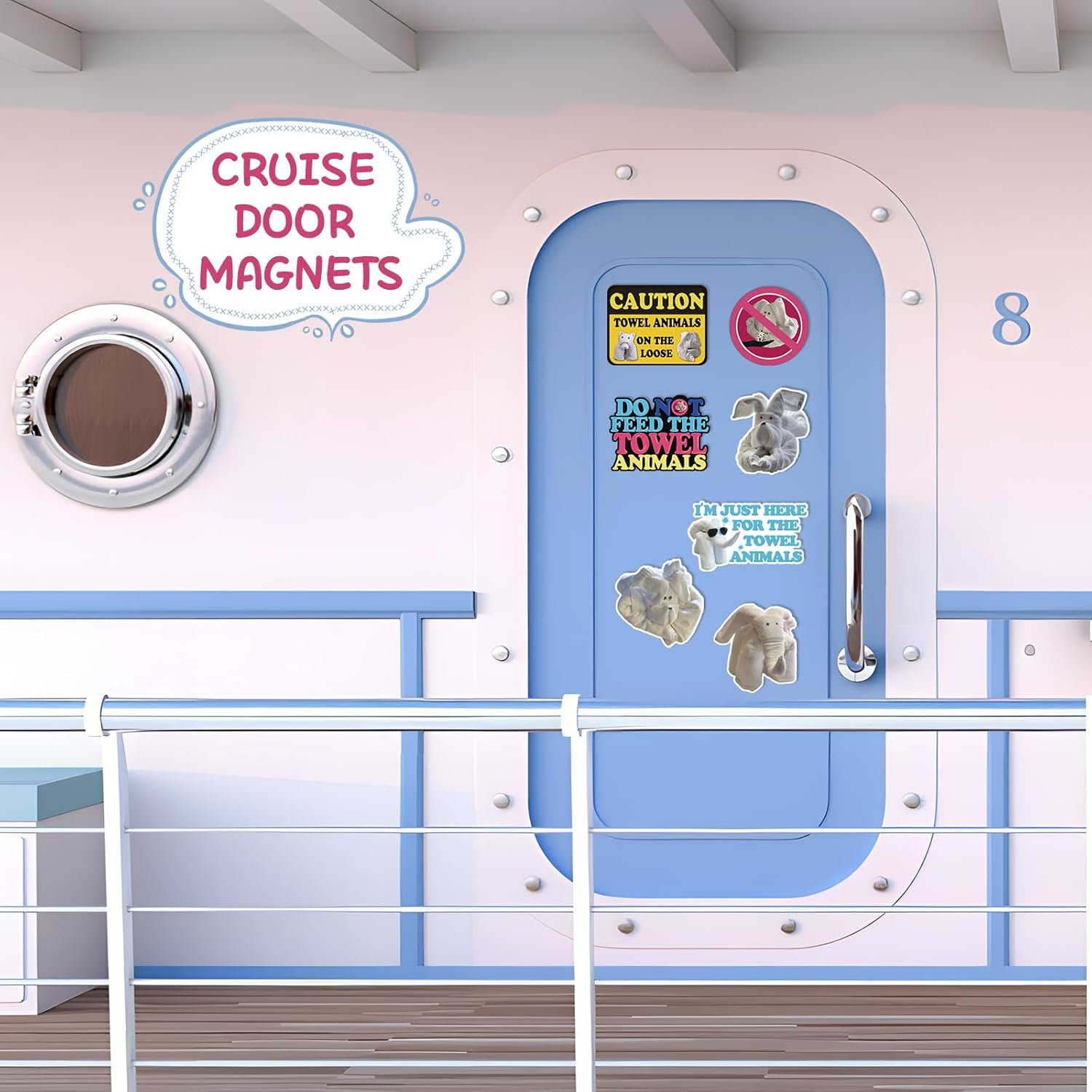 wholesale cruise door decorations magnetic, 7 pcs large funny magnets for cruise ship cabin carnival door decorations magnetic set (towel animals) factory & supplier oem