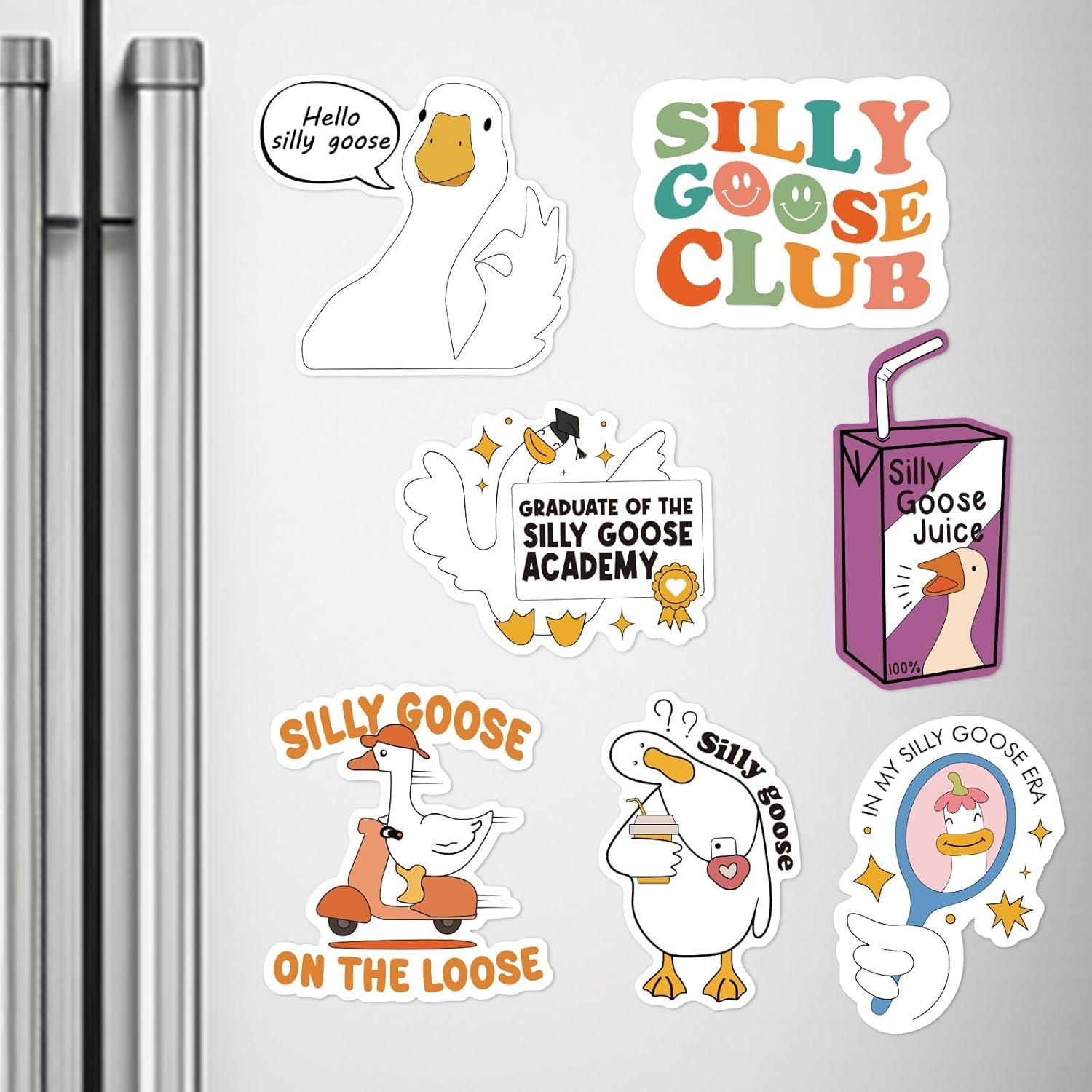 wholesale 8 pcs funny goose magnets, cute cartoon animal meme magnet for home kitchen office, silly goose magnets for refrigerators, toolboxes, lockers, refrigerator magnet factory & supplier oem