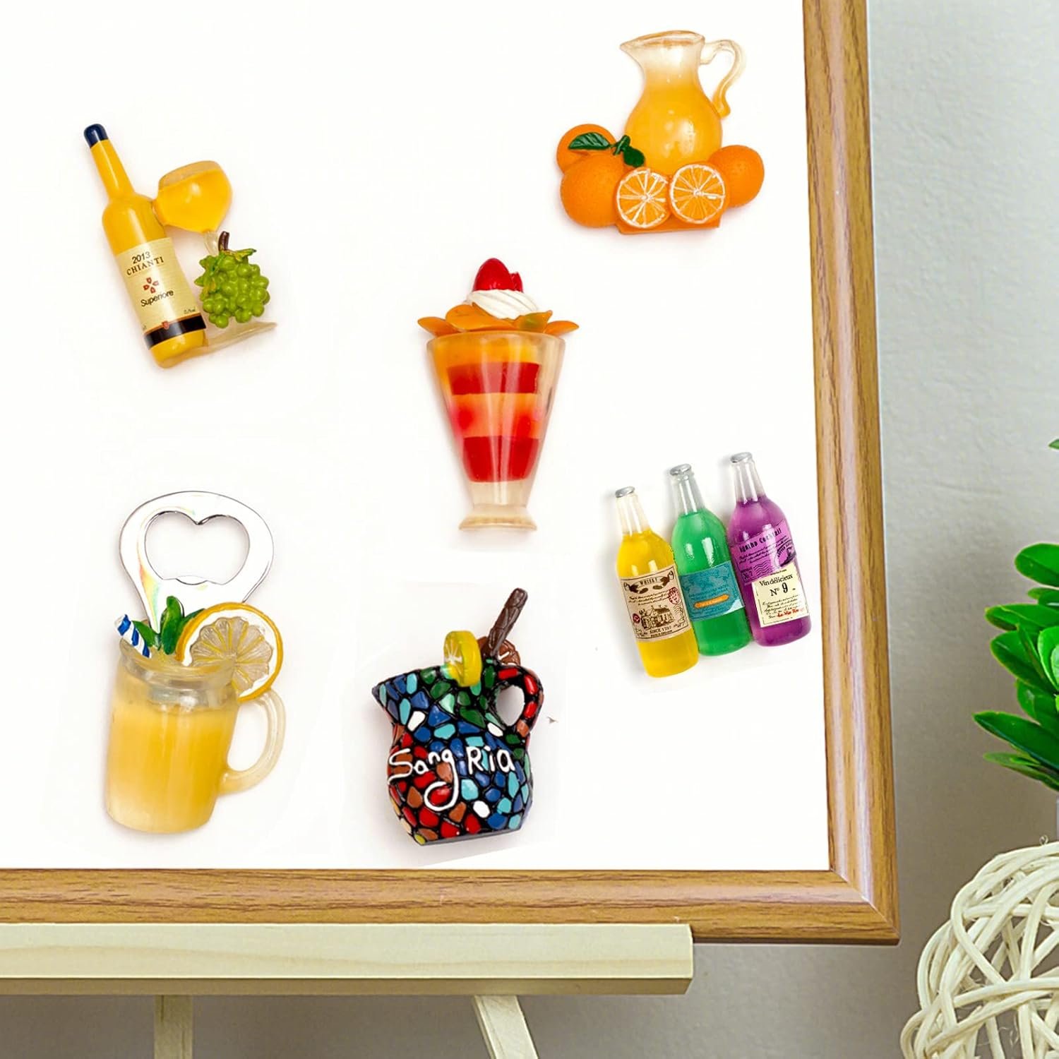 wholesale 6-pack fruit juice fridge magnets 3d resin magnet refrigerator stickers champagne bottle opener juice cup wine glass for refrigerators, whiteboards, maps and other magnetic items factory & supplier oem