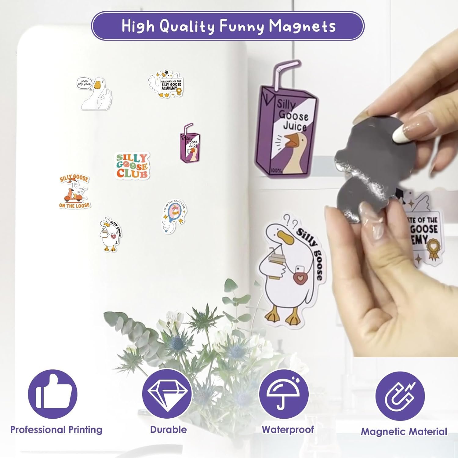 wholesale 8 pcs funny goose magnets, cute cartoon animal meme magnet for home kitchen office, silly goose magnets for refrigerators, toolboxes, lockers, refrigerator magnet factory & supplier oem