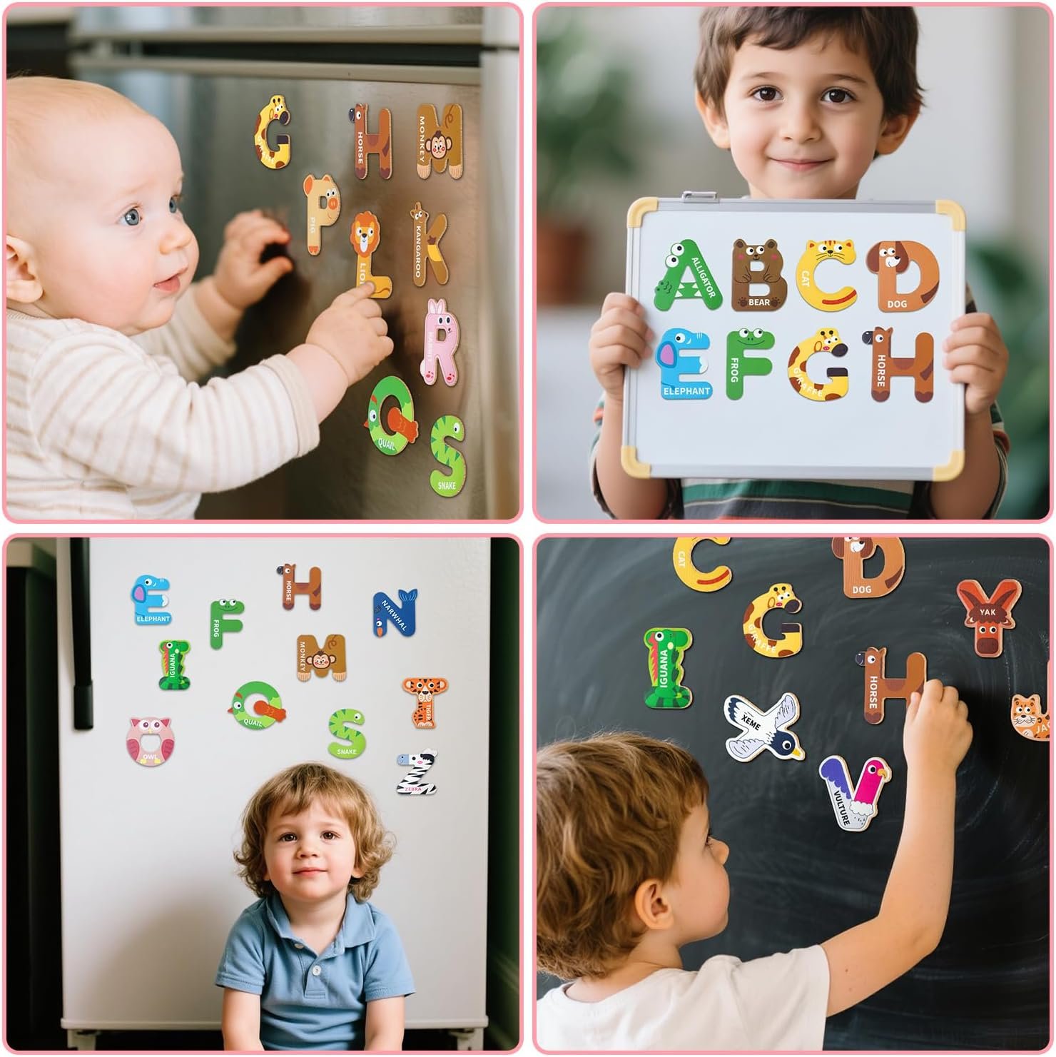 wholesale magnetic alphabet fridge magnets with colorful animal designs for toddlers & kids ages 3-5 - great for home and classroom letter recognition & spelling practice - ideal preschool gift factory & supplier oem