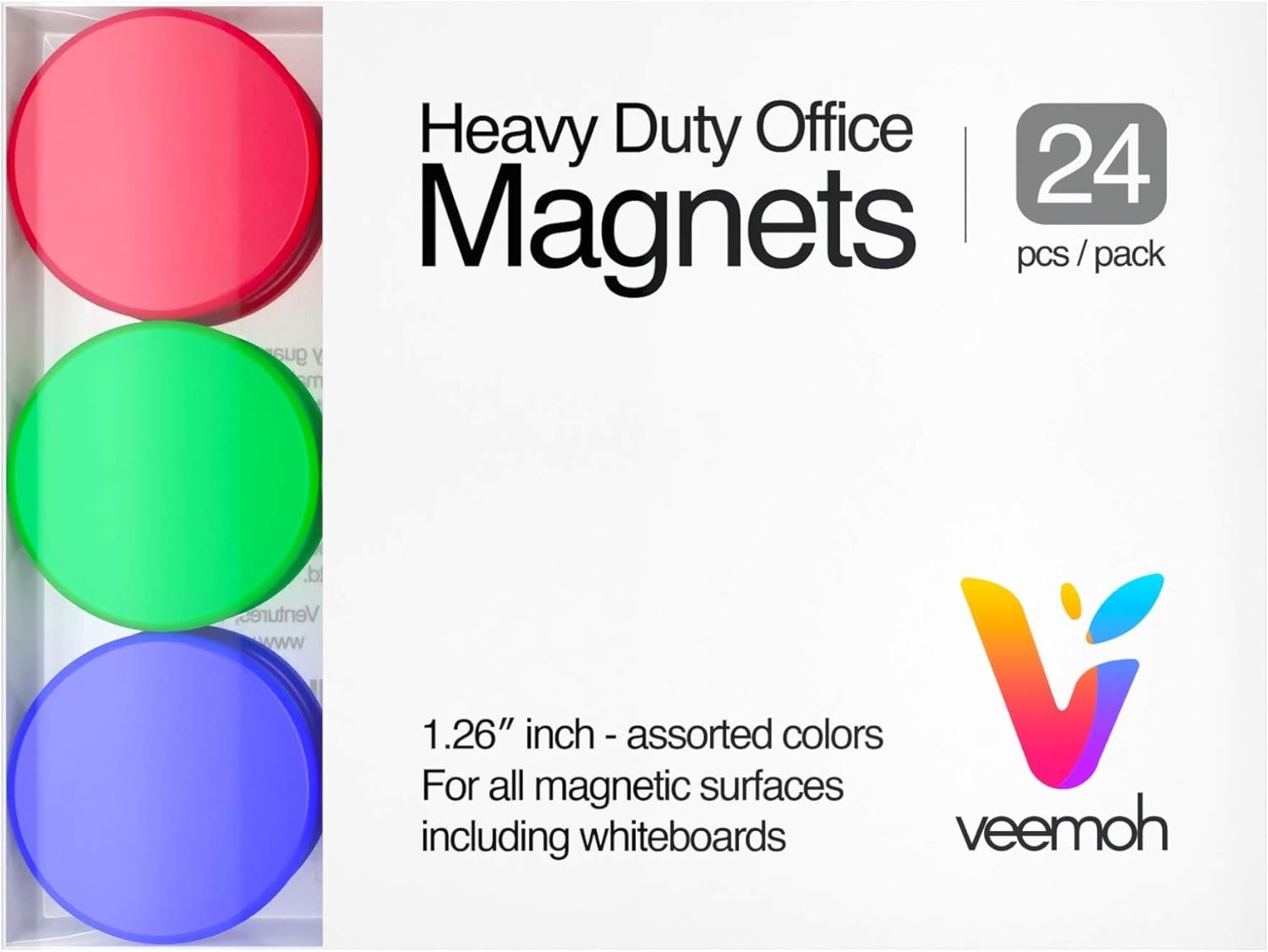 wholesale 24-piece veemoh heavy duty office magnets pack - office, kitchen, refrigerator, whiteboard magnet set factory & supplier oem