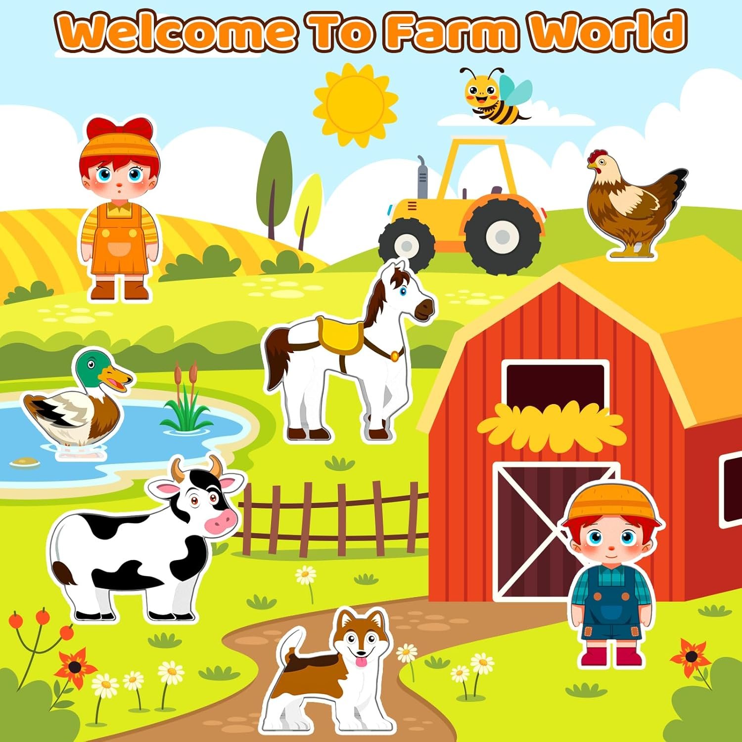 wholesale magnetic tiles toys with farm animals for 3+ year old toddler, magnetic blocks building toys for kids ages 3-5 5-7 girls boys, classroom must haves factory & supplier oem