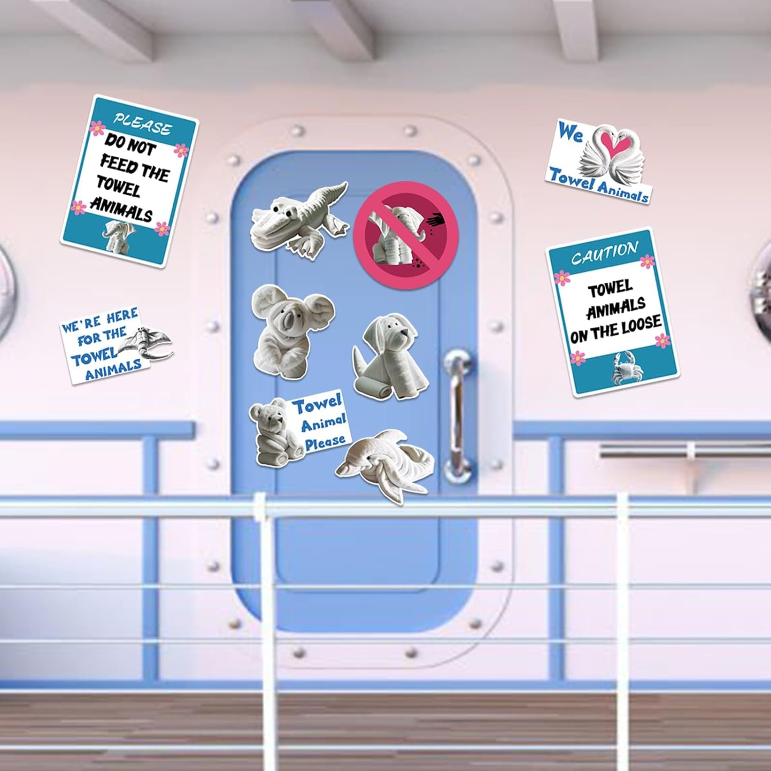 wholesale 10 pcs cruise door decorations magnetic - towel animal magnets, fun carnival cruise door magnets for cruise ship cabin door, refrigerator, car decor factory & supplier oem