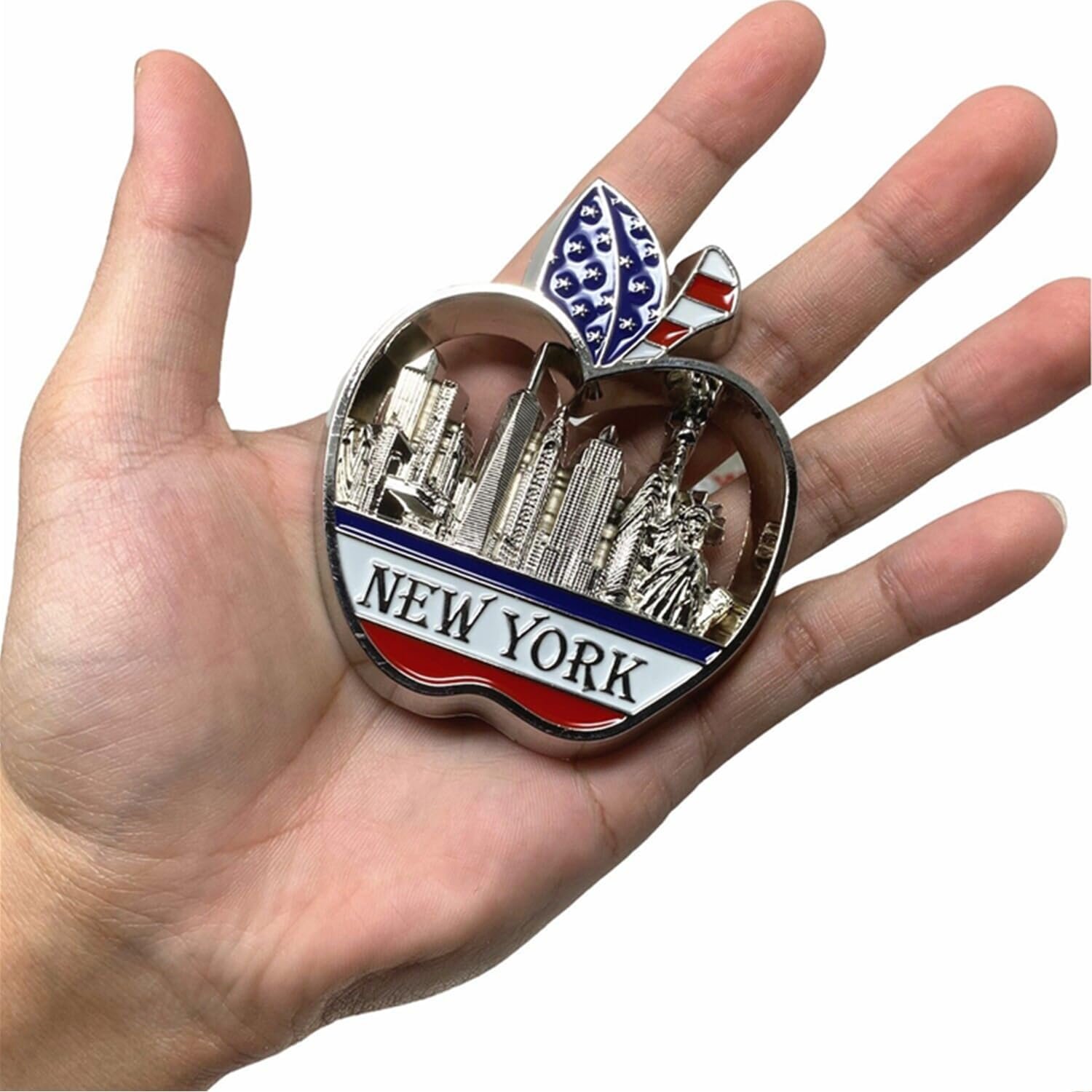 wholesale 6 pack silver bundle nyc metal fridge magnets new york souvenir empire state building, skylines, statue of liberty, brooklyn bridge, big apple, usa flag, fridge magnet bottle opener factory & supplier oem