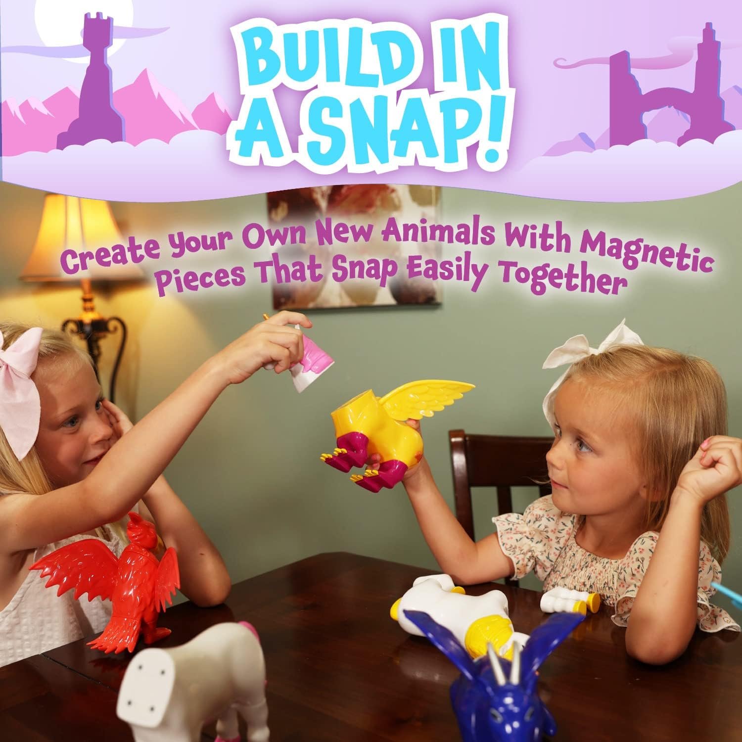 wholesale popular playthings magnetic mix or match pastel mythical kingdom toy play set, 15 pieces factory & supplier oem