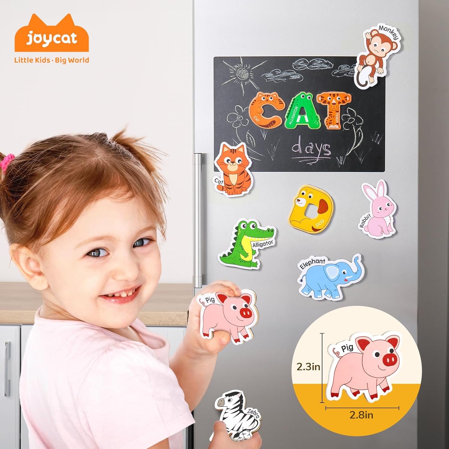 wholesale joycat wooden fridge magnets for kids – 26 cute animals & uppercase letters for toddlers, magnetic alphabet refrigerator toys, fun educational learning gifts for preschool 2 3 4 5 years old factory & supplier oem
