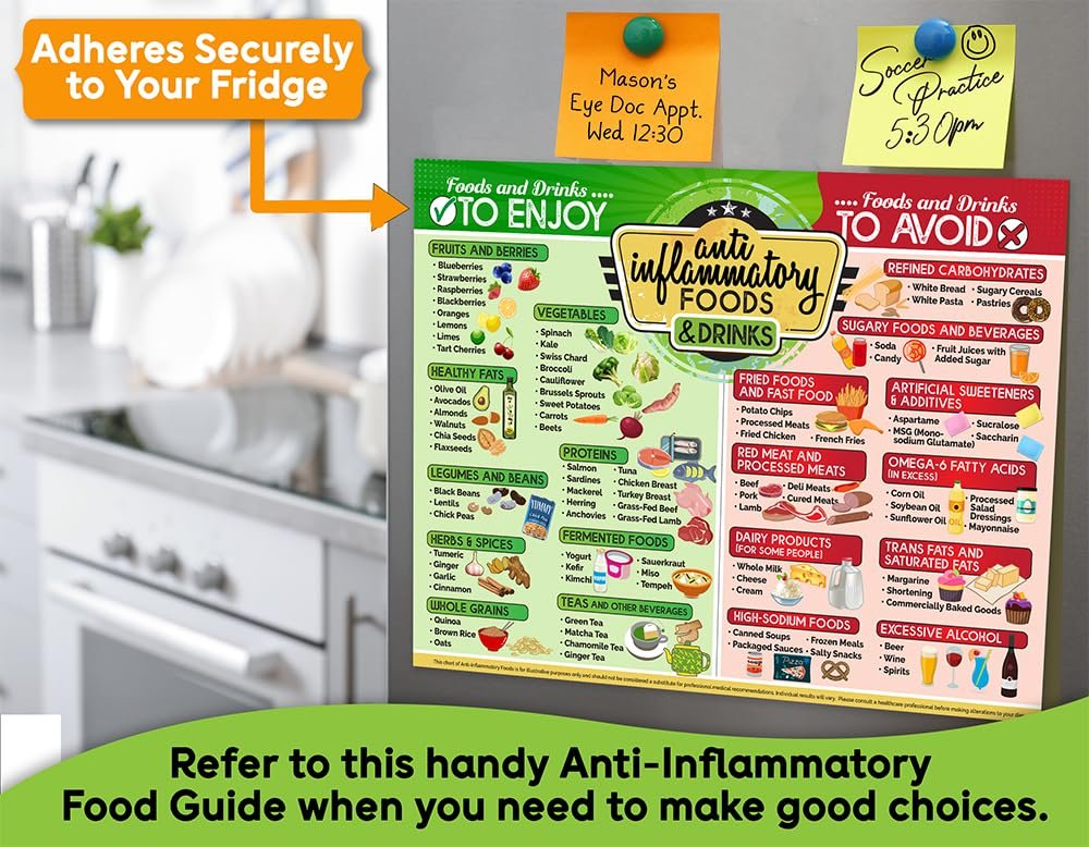 wholesale anti-inflammatory food chart for adults, diet chart magnetic educational guide list of healthy of foods and drinks factory & supplier oem