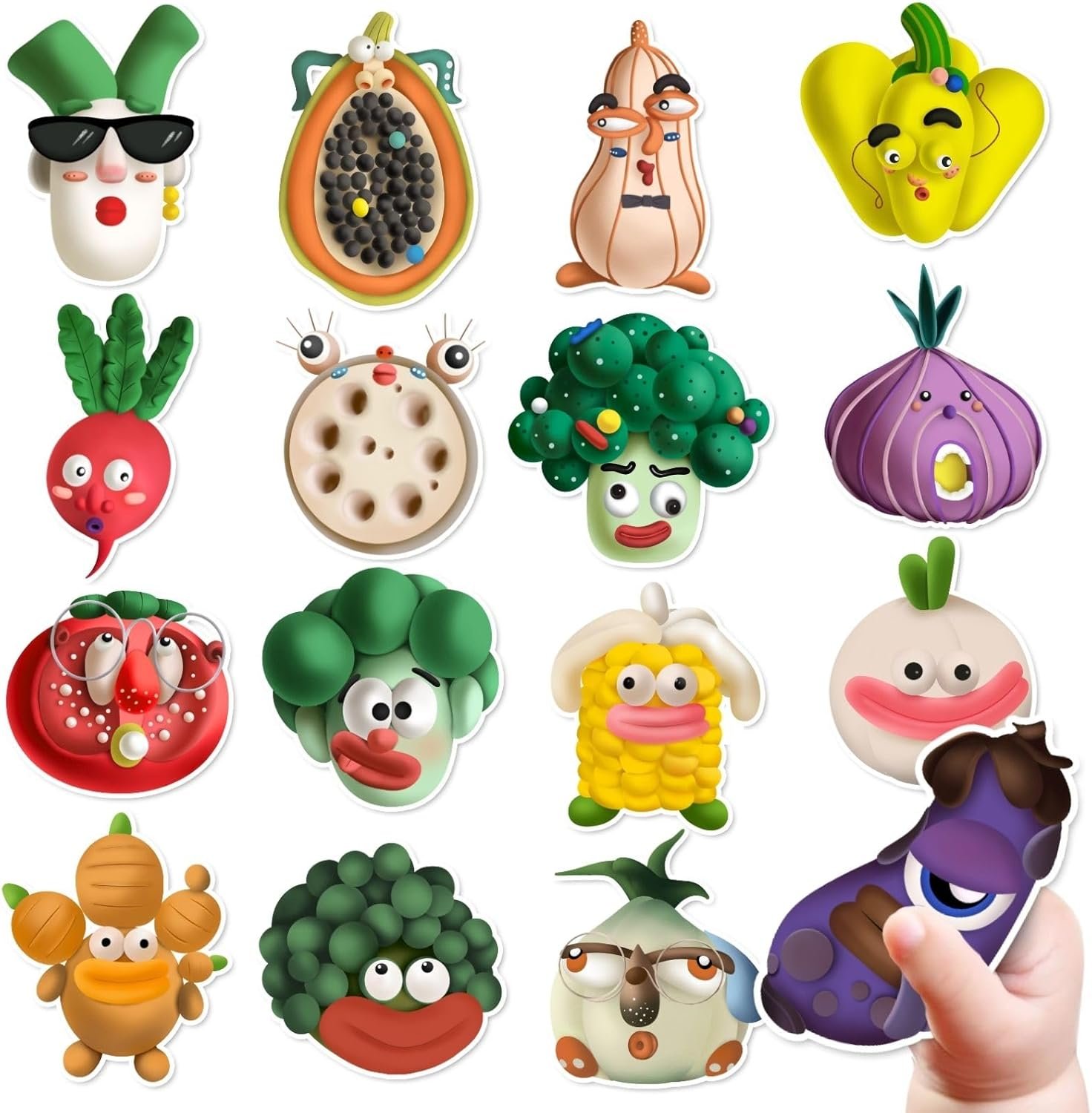 wholesale funny vegetable magnetic decorative stickers set of 16, novelty veggie tales cruise cabin door magnets, vegan decorative fridge magnets car stickers for adults kids funny gag gifts factory & supplier oem