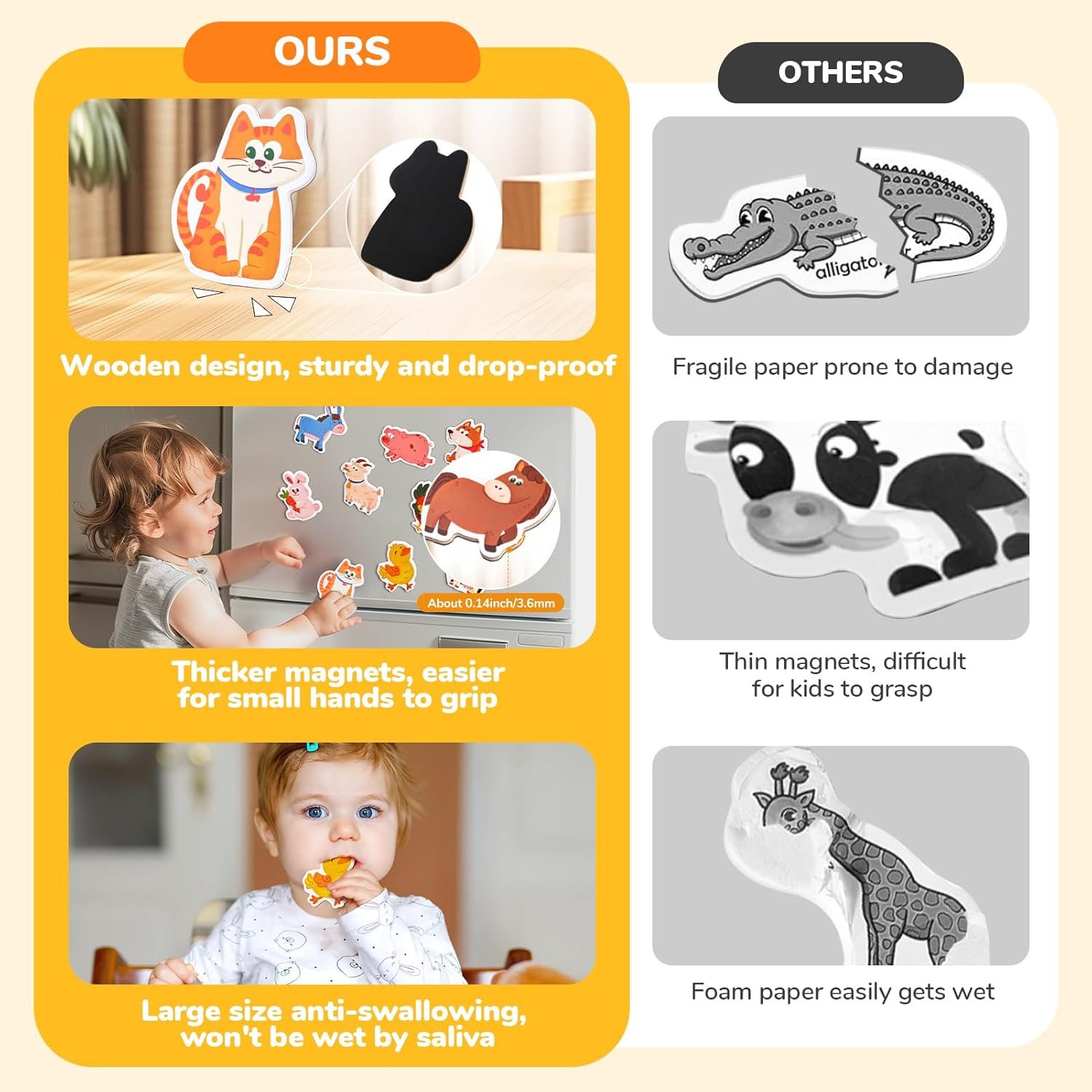 wholesale joycat wooden fridge magnets for kids – 10 cute farm animals refrigerator magnets for toddlers, large kids magnetic toys, fun educational learning gifts for toddlers 2 3 4 5 years old factory & supplier oem