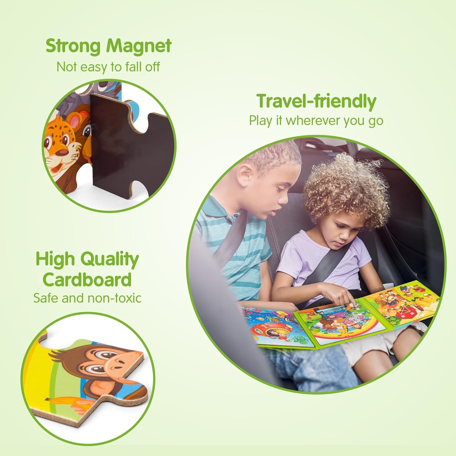 wholesale synarry magnetic puzzles for kids ages 3-5, 20 pieces toddler animal puzzles, children travel activity toys games for 3 4 5 6 years old kids boys girls in car airplane, learning magnet for road trip factory & supplier oem