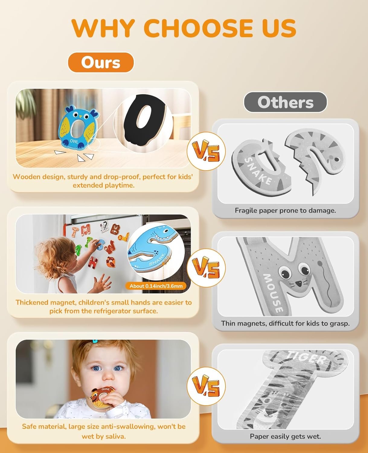 wholesale joycat wooden thick alphabet magnets for toddlers fridge large size cute animal colorful abc magnetic letters 26 uppercase letters educational toy set for kids toddlers preschool learning spelling factory & supplier oem