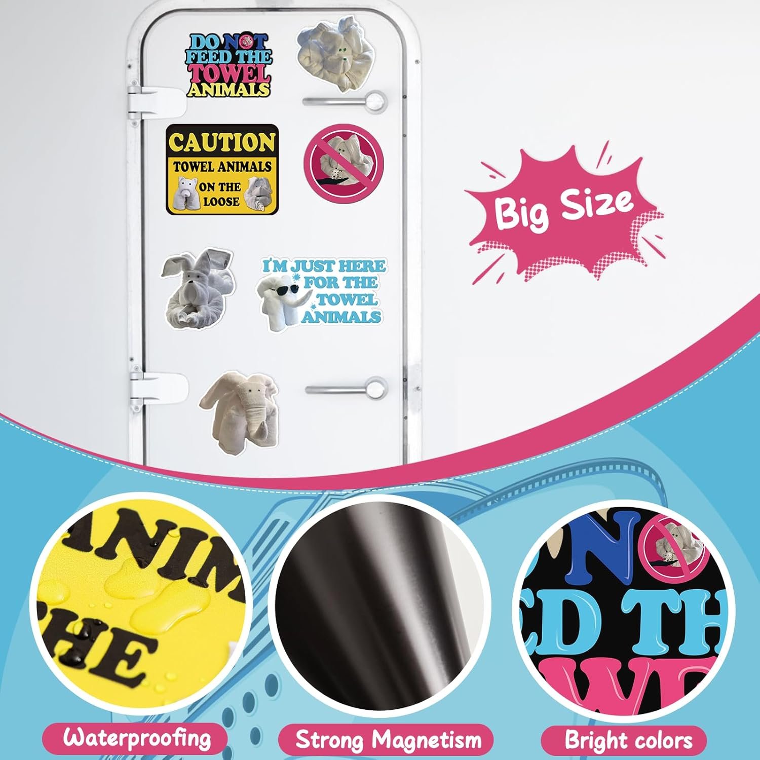 wholesale cruise door decorations magnetic, 7 pcs large funny magnets for cruise ship cabin carnival door decorations magnetic set (towel animals) factory & supplier oem