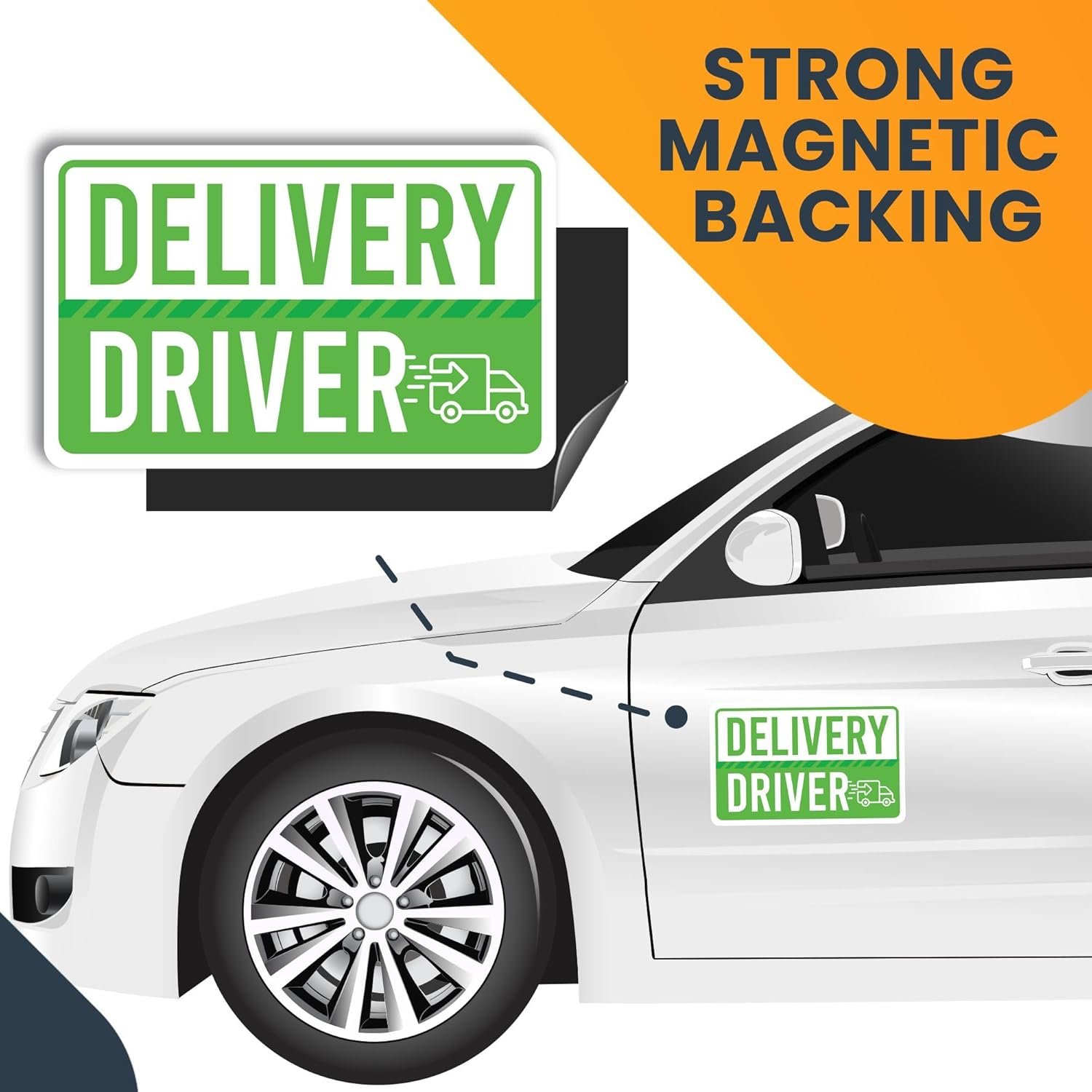 wholesale magnet me up green delivery driver frequent stops magnet decal, 5x8 inch, automotive magnet for car, truck, suv, vehicle safety sign for amazon flex delivery driver and food delivery, crafted in usa factory & supplier oem